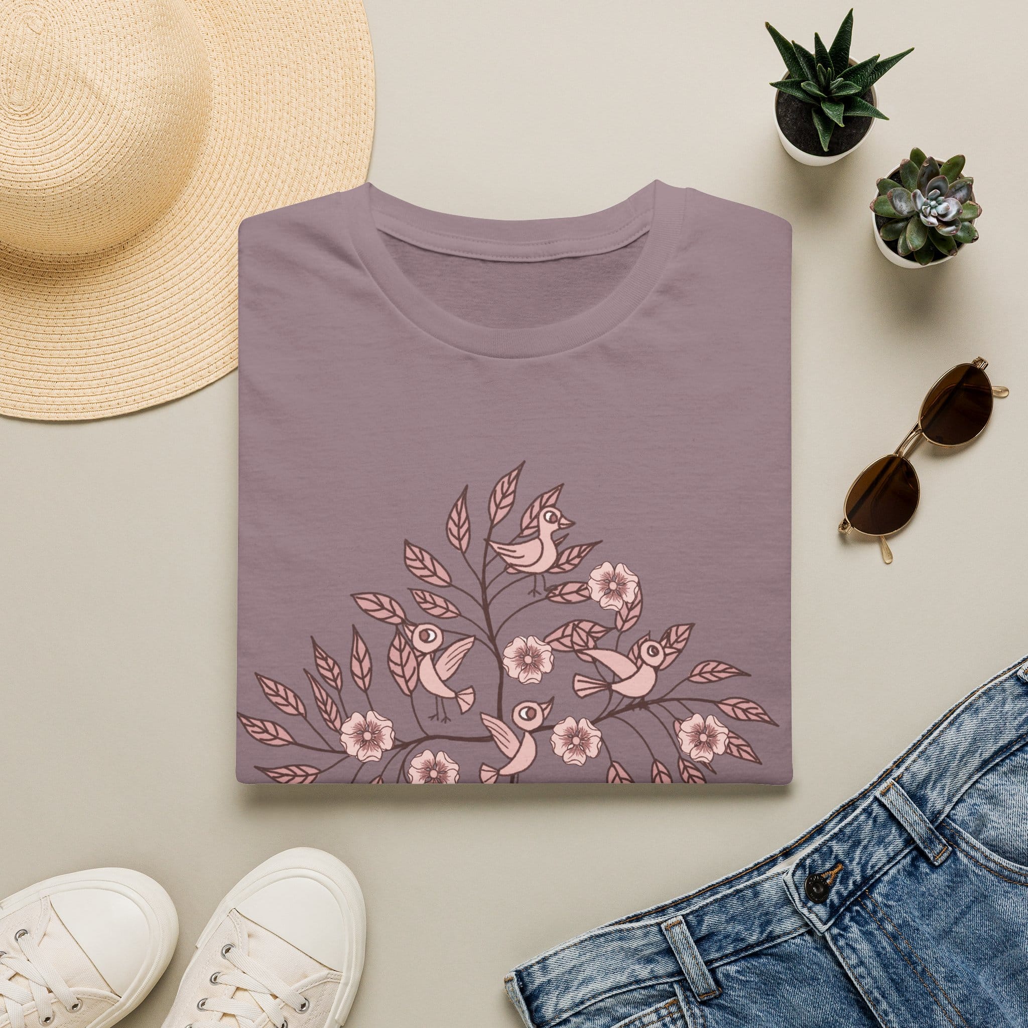 Floral Bird Branch T‑Shirt — Vintage Rose Botanical Graphic Tee - Image 20