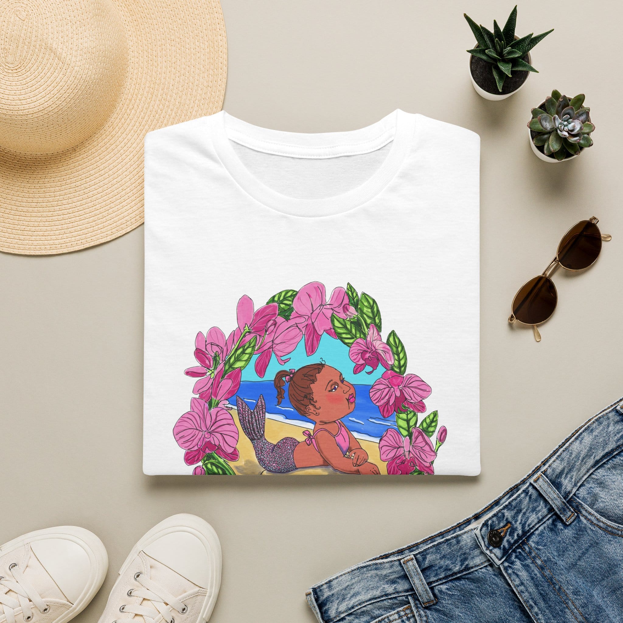 Mer-Toddler Sunbathing Beach Vibes T-Shirt — Tropical Floral Ocean Graphic - Image 10