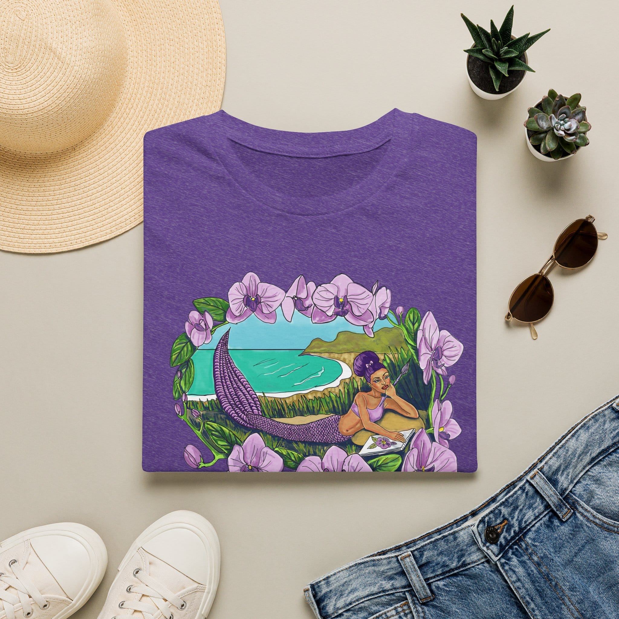 Mermaid Beach Vibes T-Shirt — Tropical Floral Ocean Graphic - Image 28