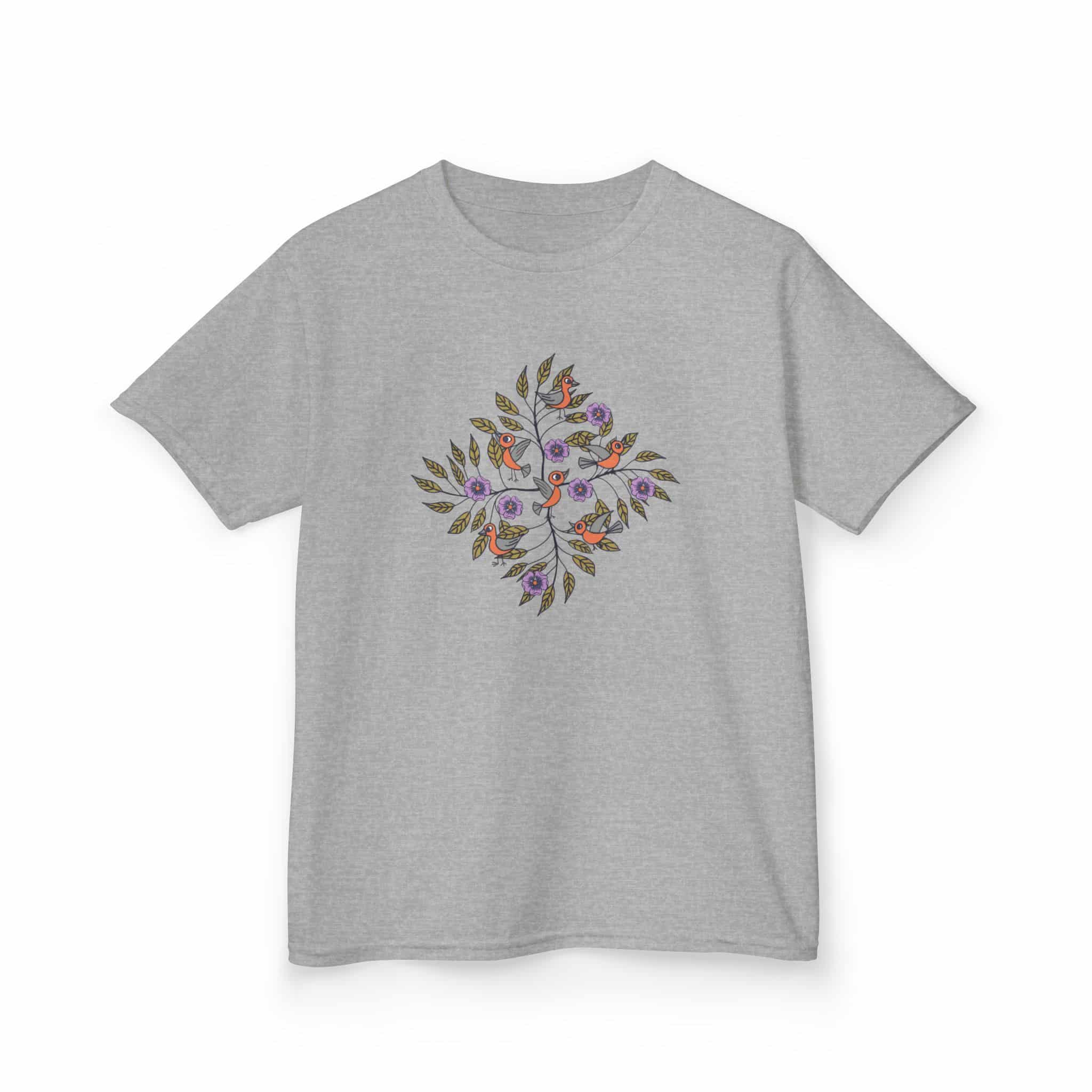 Kids Tee — Colorful Leaf Bird and Floral Mosaic Graphic Kids T-Shirt | Nature-Inspired Autumn Shirt for Boys & Girls - Image 12