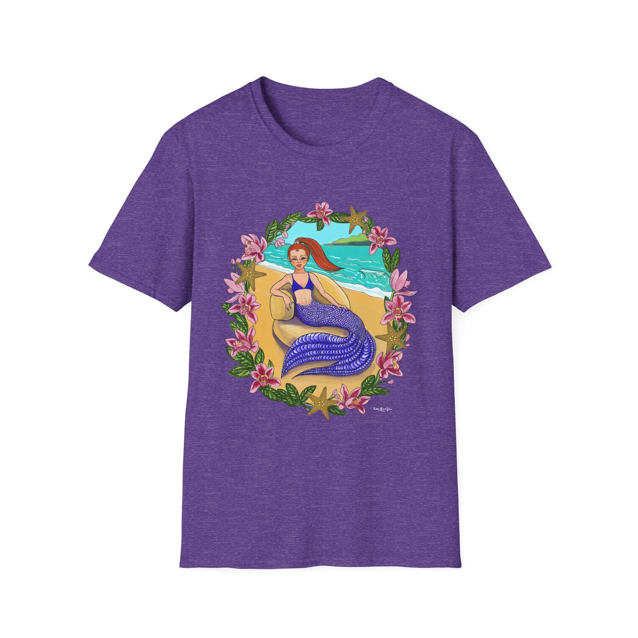 Red-Headed Mermaid Beach Vibes T-Shirt — Tropical Floral Ocean Graphic - Image 24