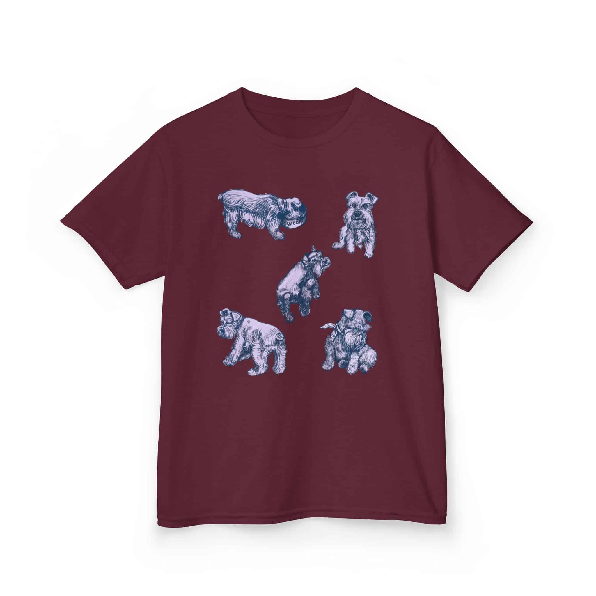 Kids Tee — Cute Schnauzer Puppy Sketches Cotton T‑Shirt - Image 18