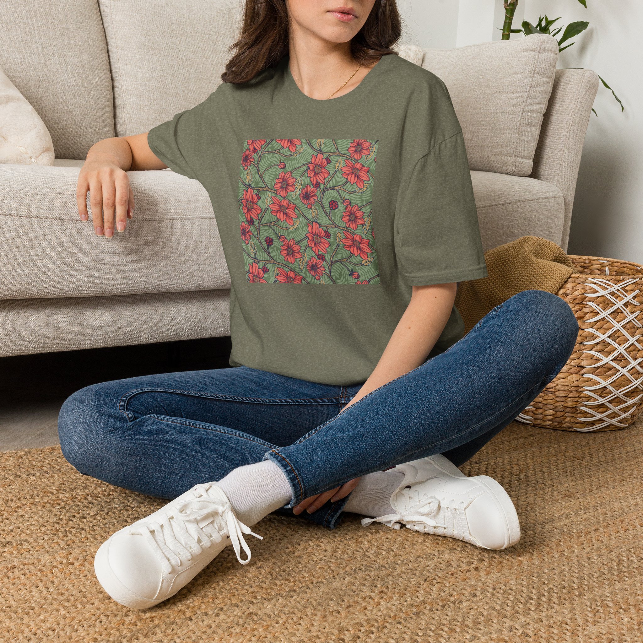 Floral Hibiscus Pattern T-Shirt — Vintage Tropical Flower Tee - Image 19