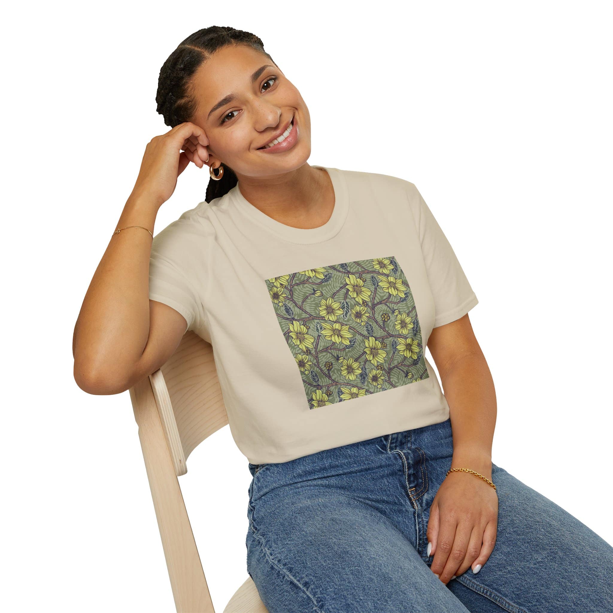 Floral Hibiscus Pattern T-Shirt — Vintage Tropical Flower Tee - Image 7