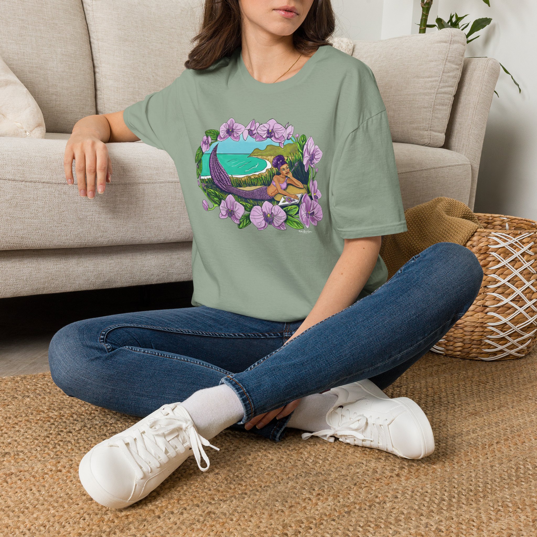 Mermaid Beach Vibes T-Shirt — Tropical Floral Ocean Graphic - Image 17
