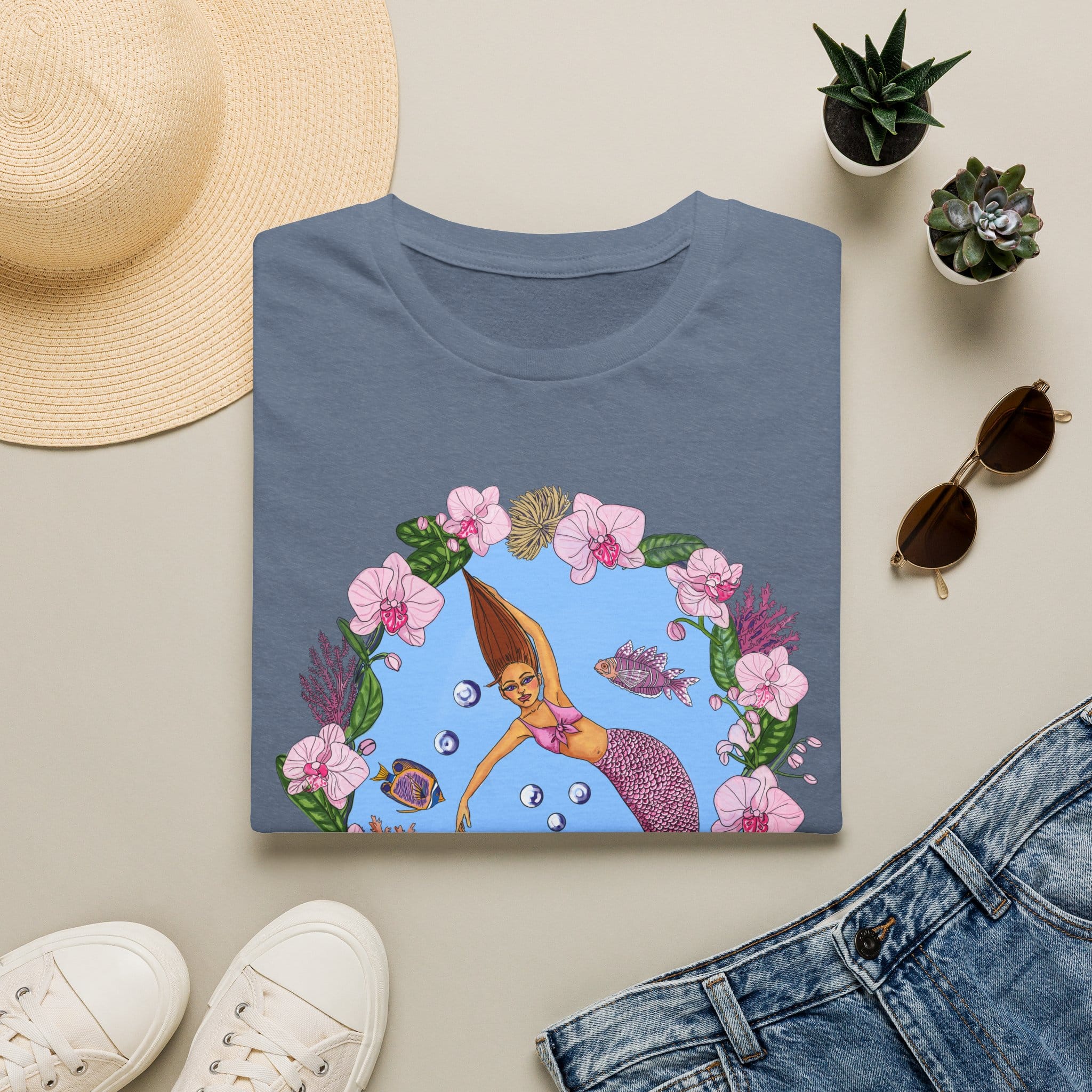 Mermaid Beach Vibes T-Shirt — Tropical Floral Ocean Graphic - Image 29