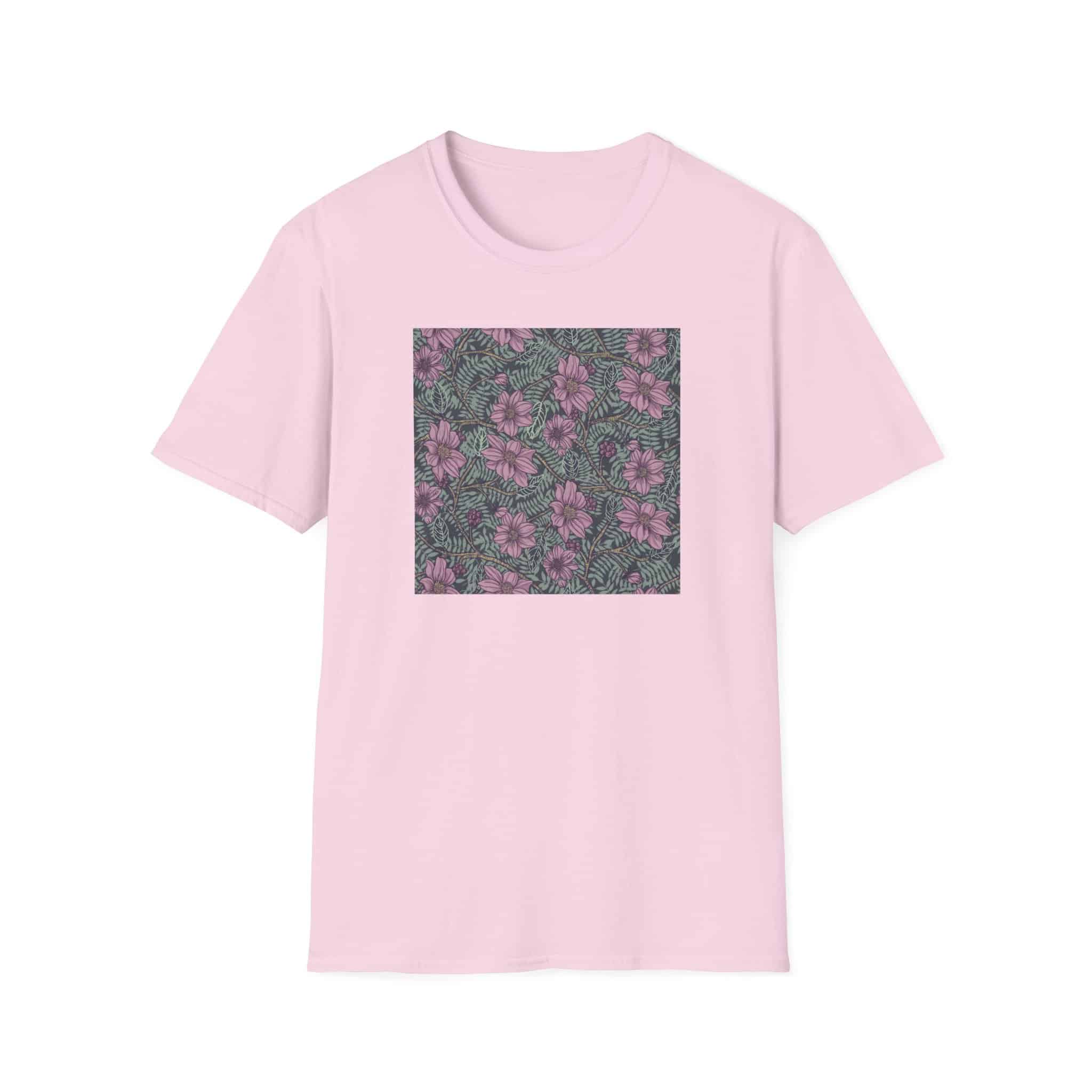 Floral Hibiscus Pattern T-Shirt — Vintage Tropical Flower Tee - Image 3