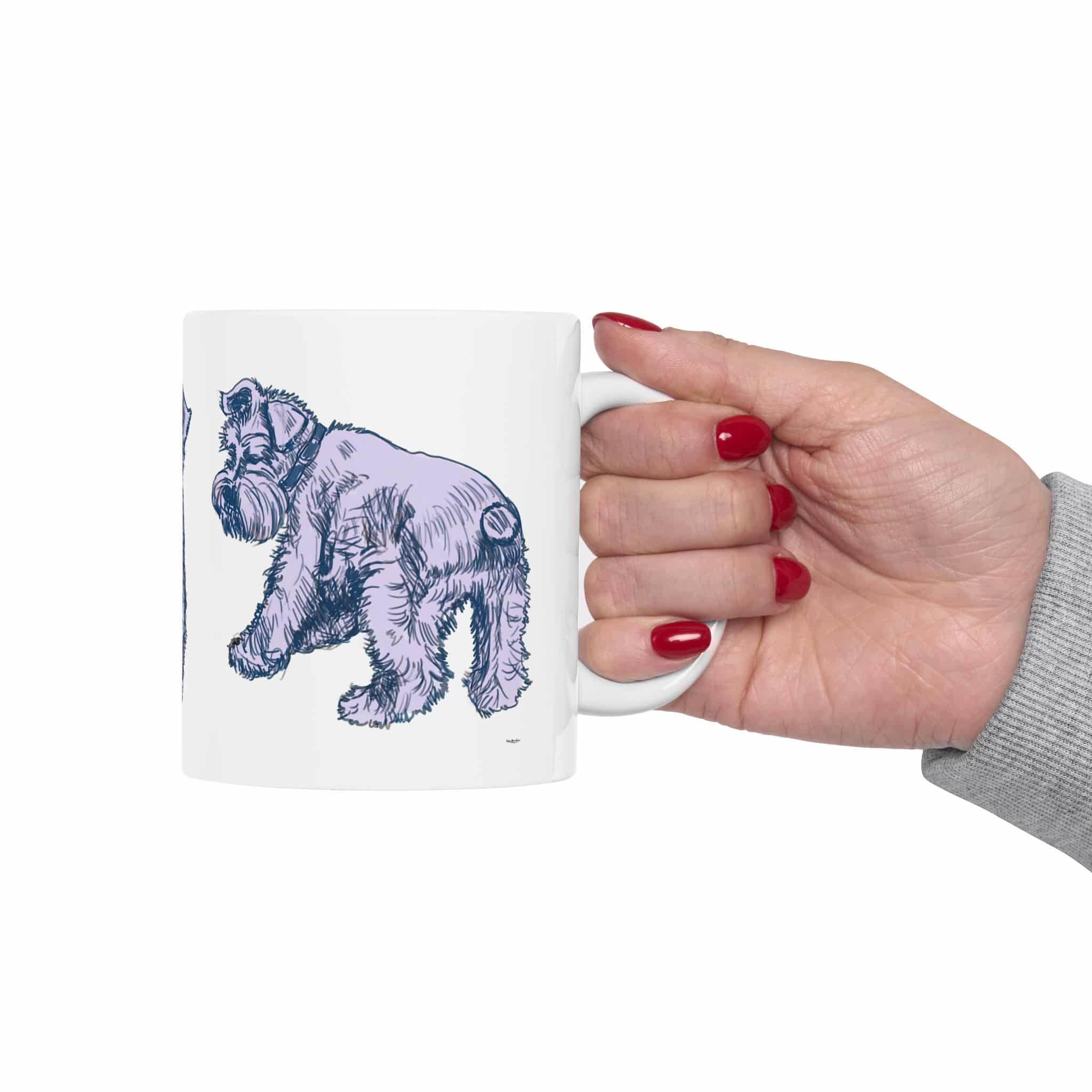 Hand Drawn Schnauzer Sketchs Ceramic Mug — Illustrated Dog Lover Coffee Cup (11oz, 15oz) - Image 5
