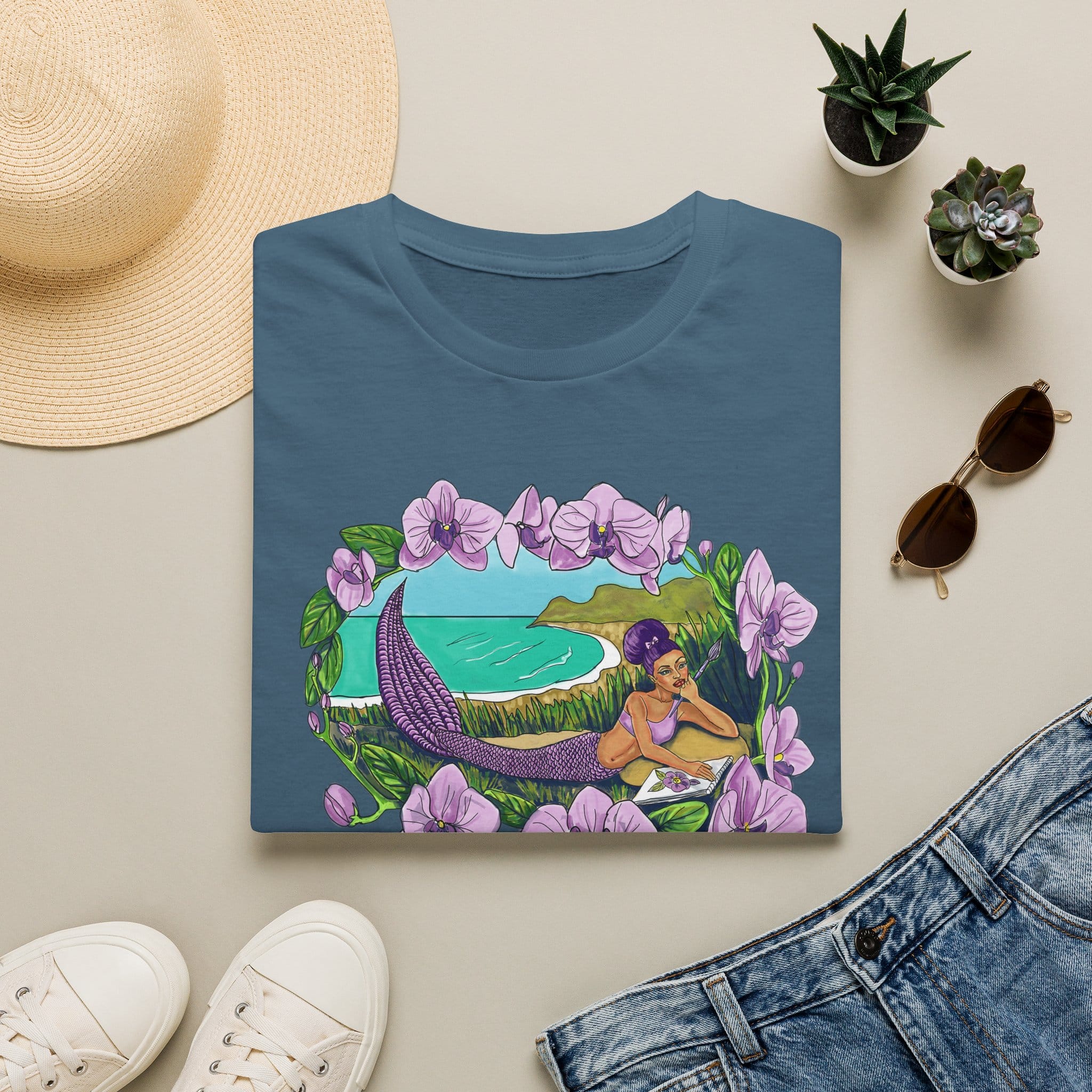 Mermaid Beach Vibes T-Shirt — Tropical Floral Ocean Graphic - Image 25