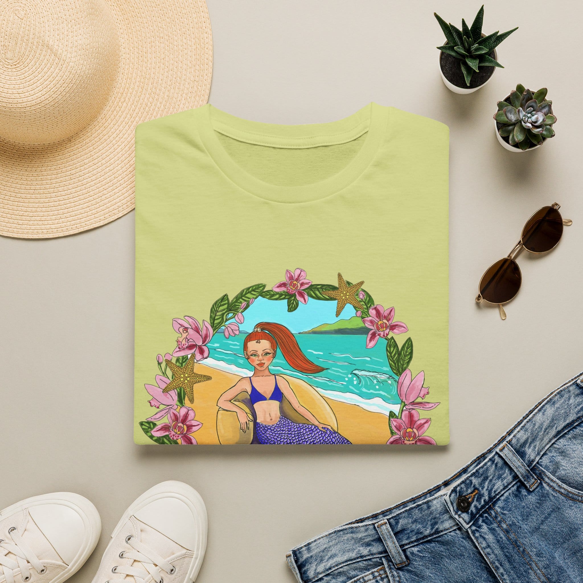 Red-Headed Mermaid Beach Vibes T-Shirt — Tropical Floral Ocean Graphic - Image 16