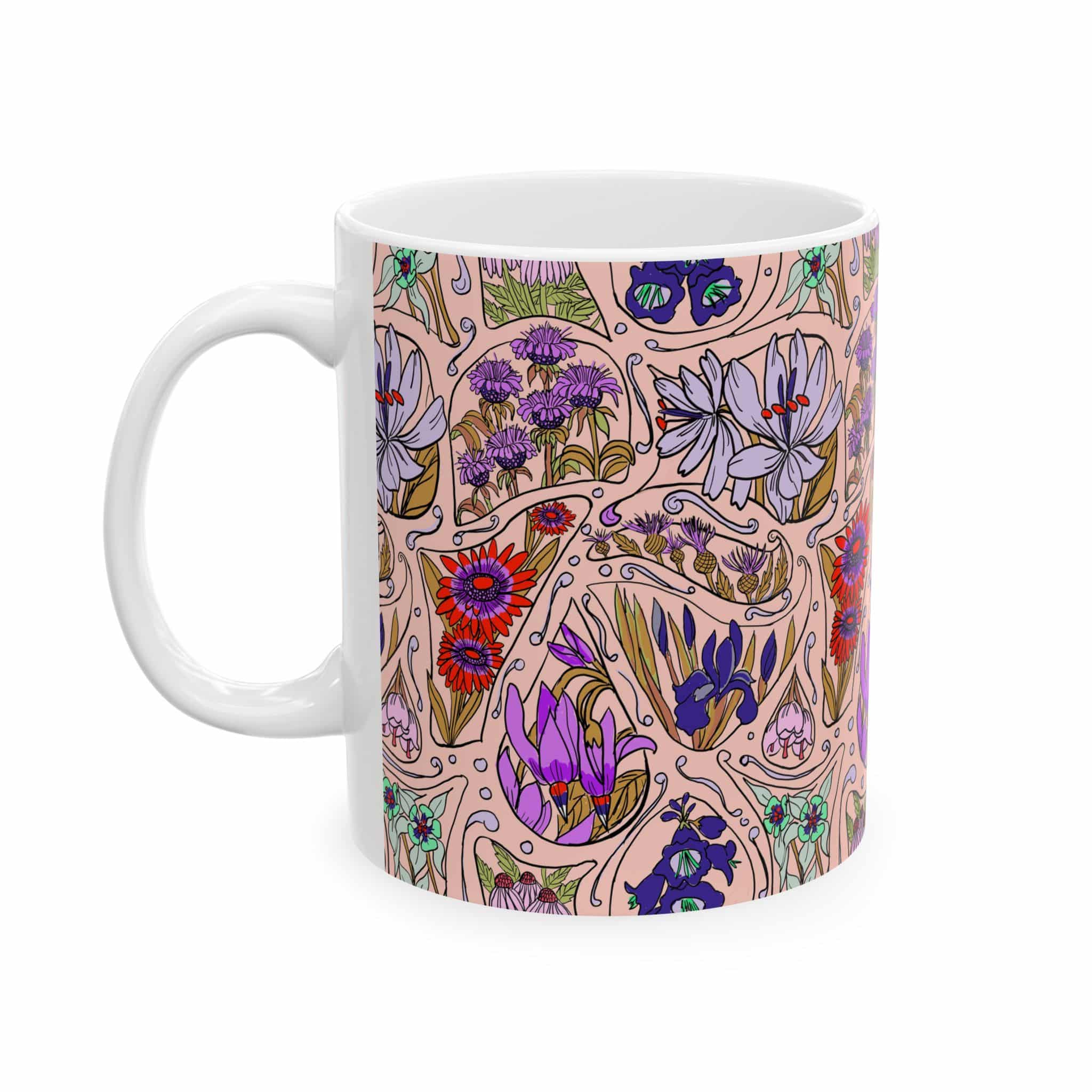 Floral Paisley Ceramic Mug — Colorful Wildflower Pattern (11oz, 15oz)