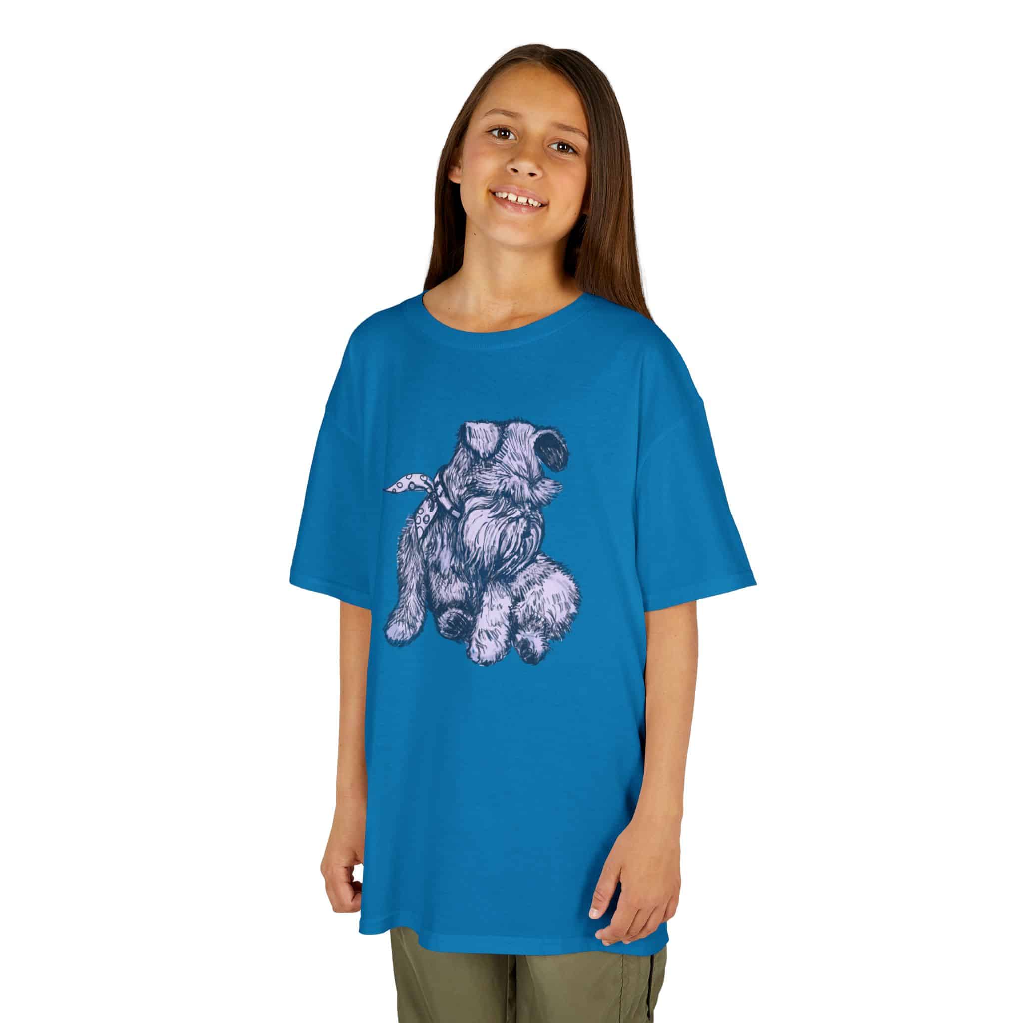 Kids T‑Shirt — Schnauzer Dog Sketch Tee - Image 6
