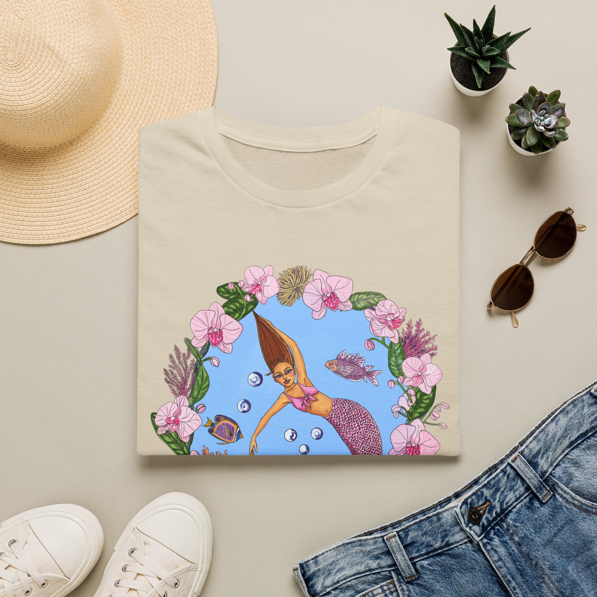 Mermaid Beach Vibes T-Shirt — Tropical Floral Ocean Graphic - Image 41
