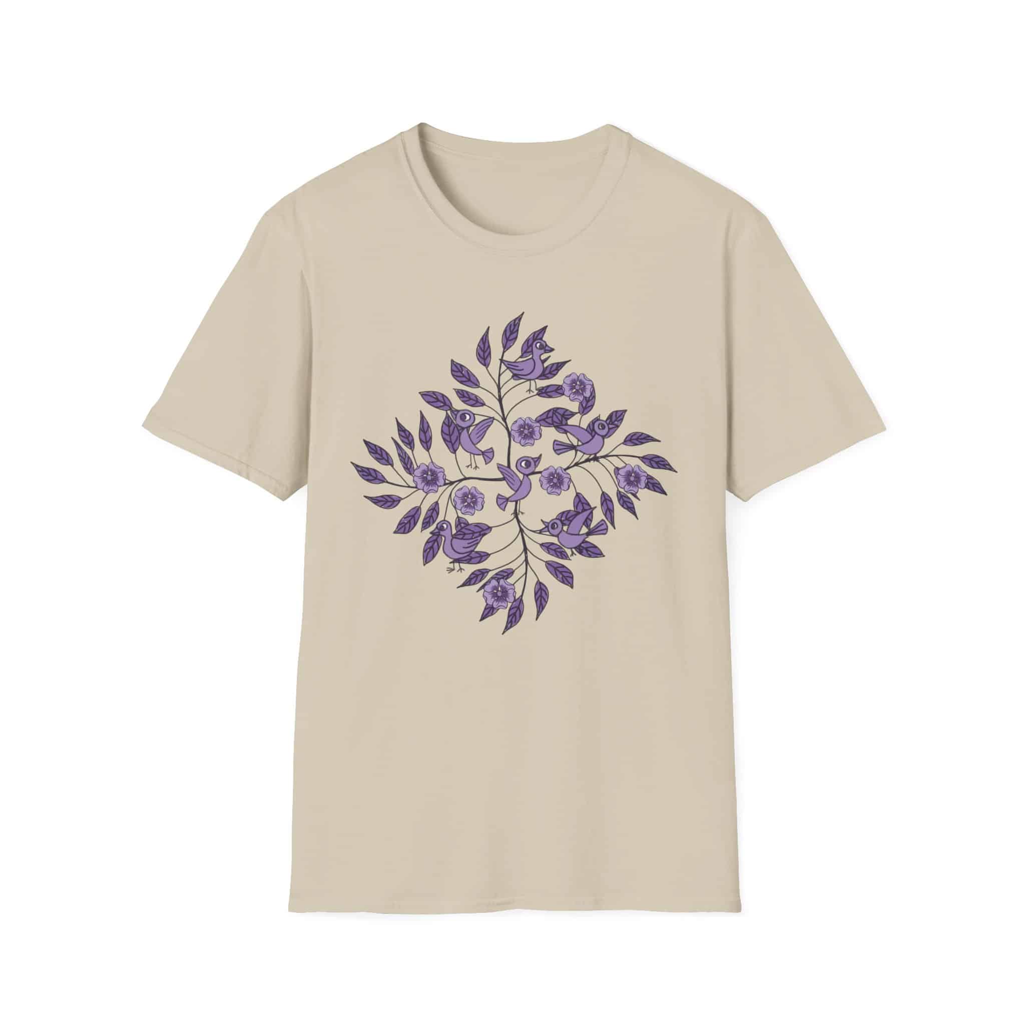 Floral Bird Tee — Purple Botanical Branch Graphic T-Shirt - Image 19