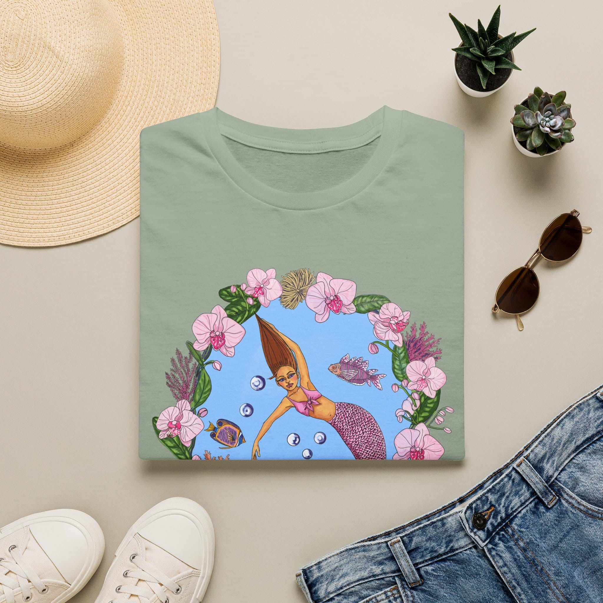 Mermaid Beach Vibes T-Shirt — Tropical Floral Ocean Graphic - Image 21