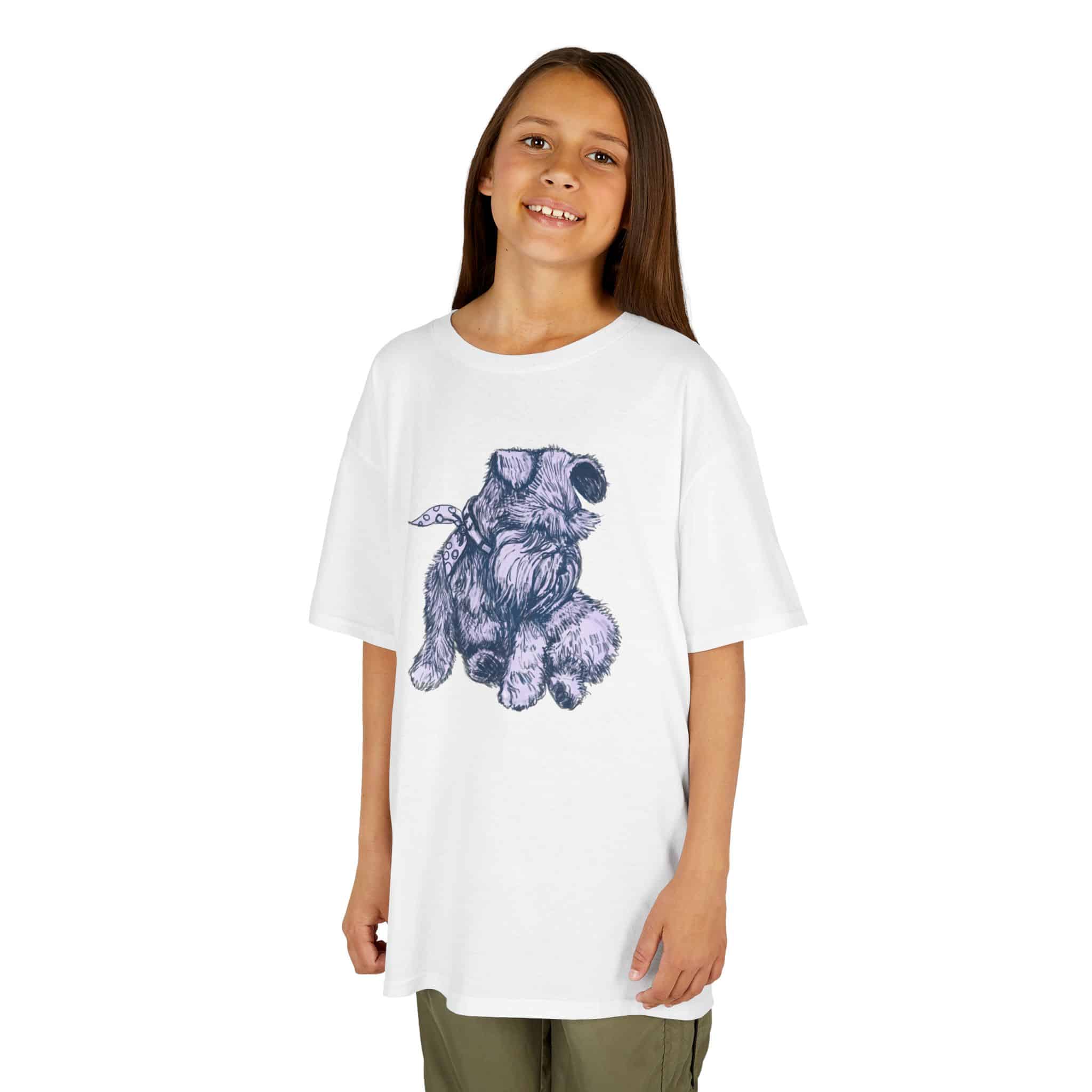 Kids T‑Shirt — Schnauzer Dog Sketch Tee - Image 10