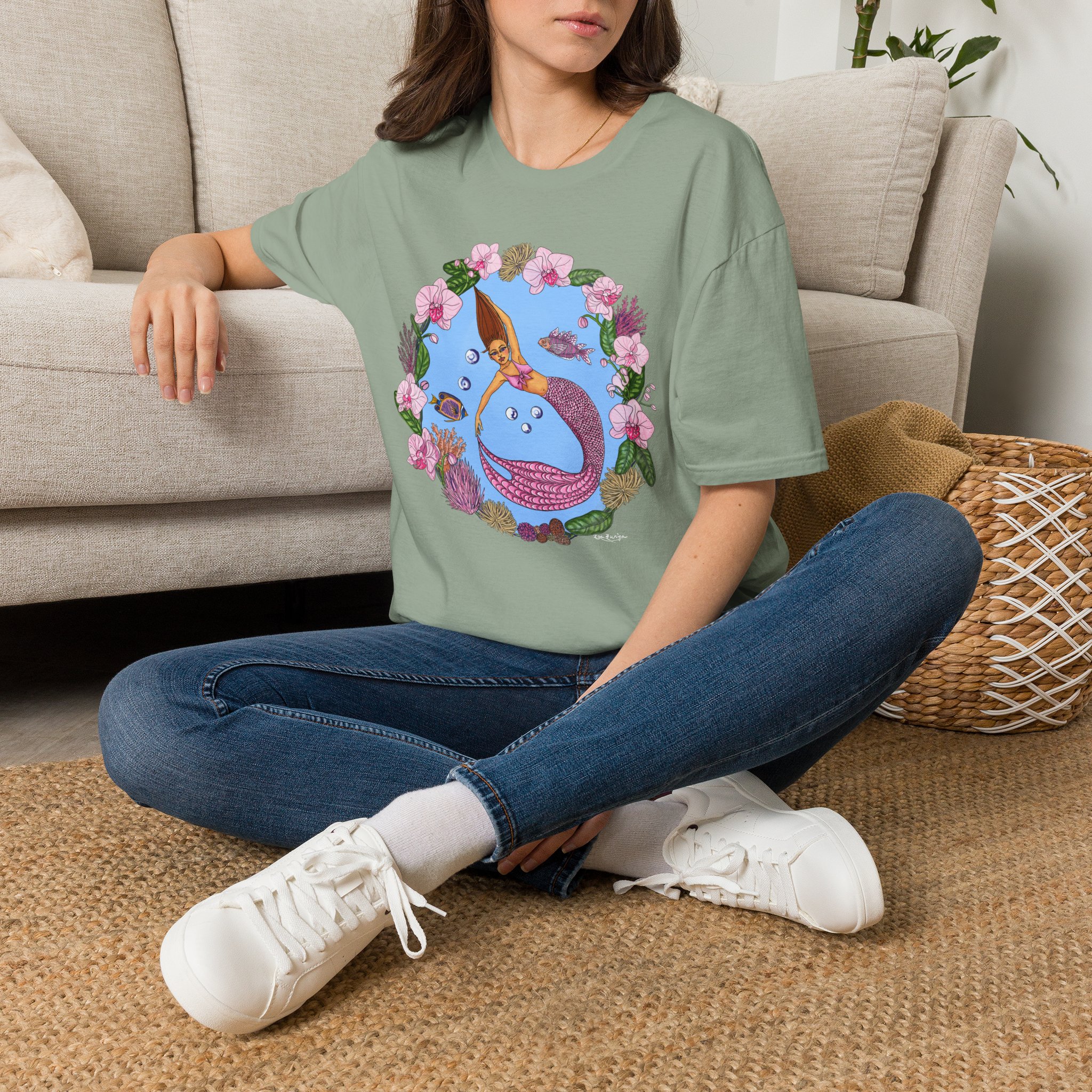 Mermaid Beach Vibes T-Shirt — Tropical Floral Ocean Graphic - Image 22