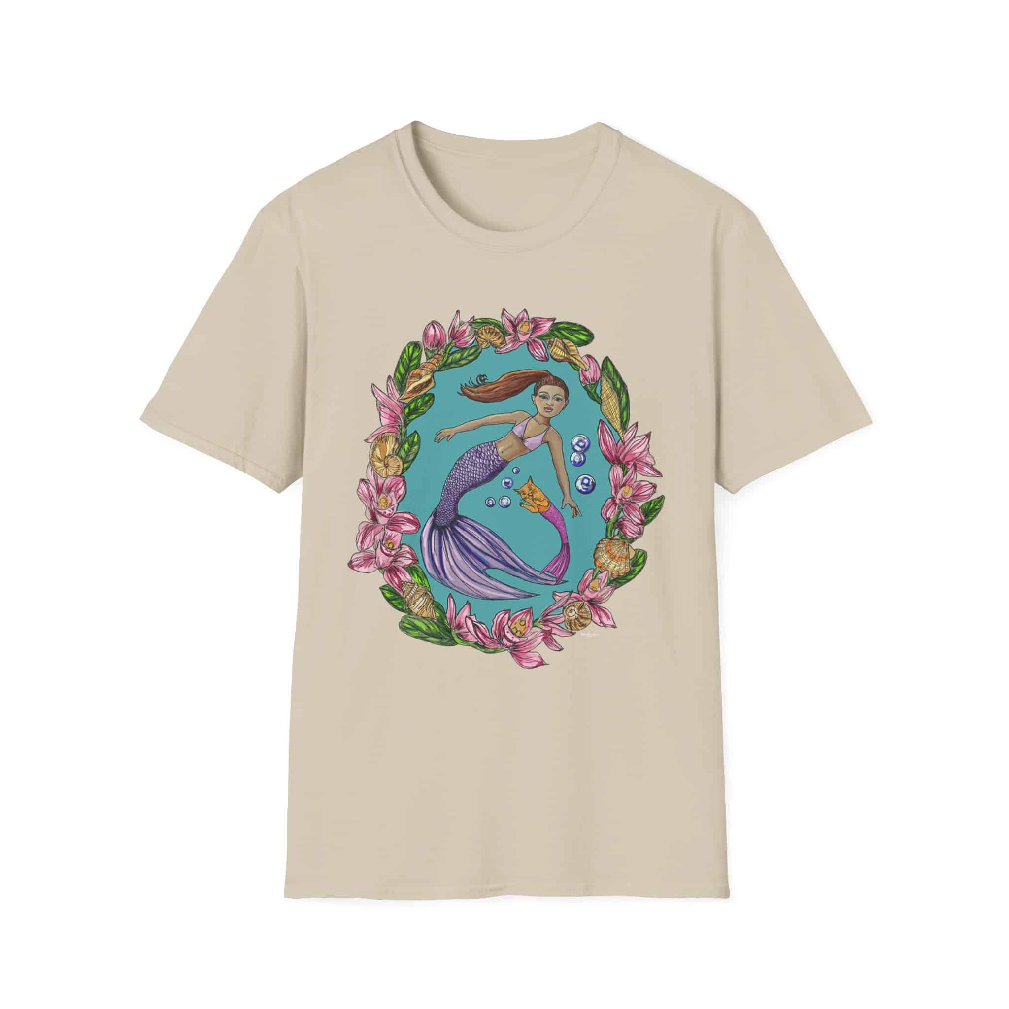 Mercat with Mermaid Beach Vibes T-Shirt — Tropical Floral Ocean Graphic - Image 27