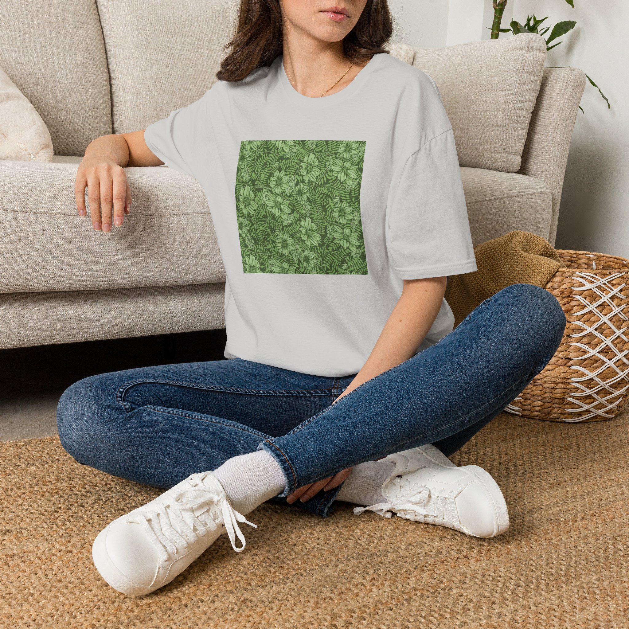 Floral Hibiscus Pattern T-Shirt — Vintage Tropical Flower Tee - Image 5
