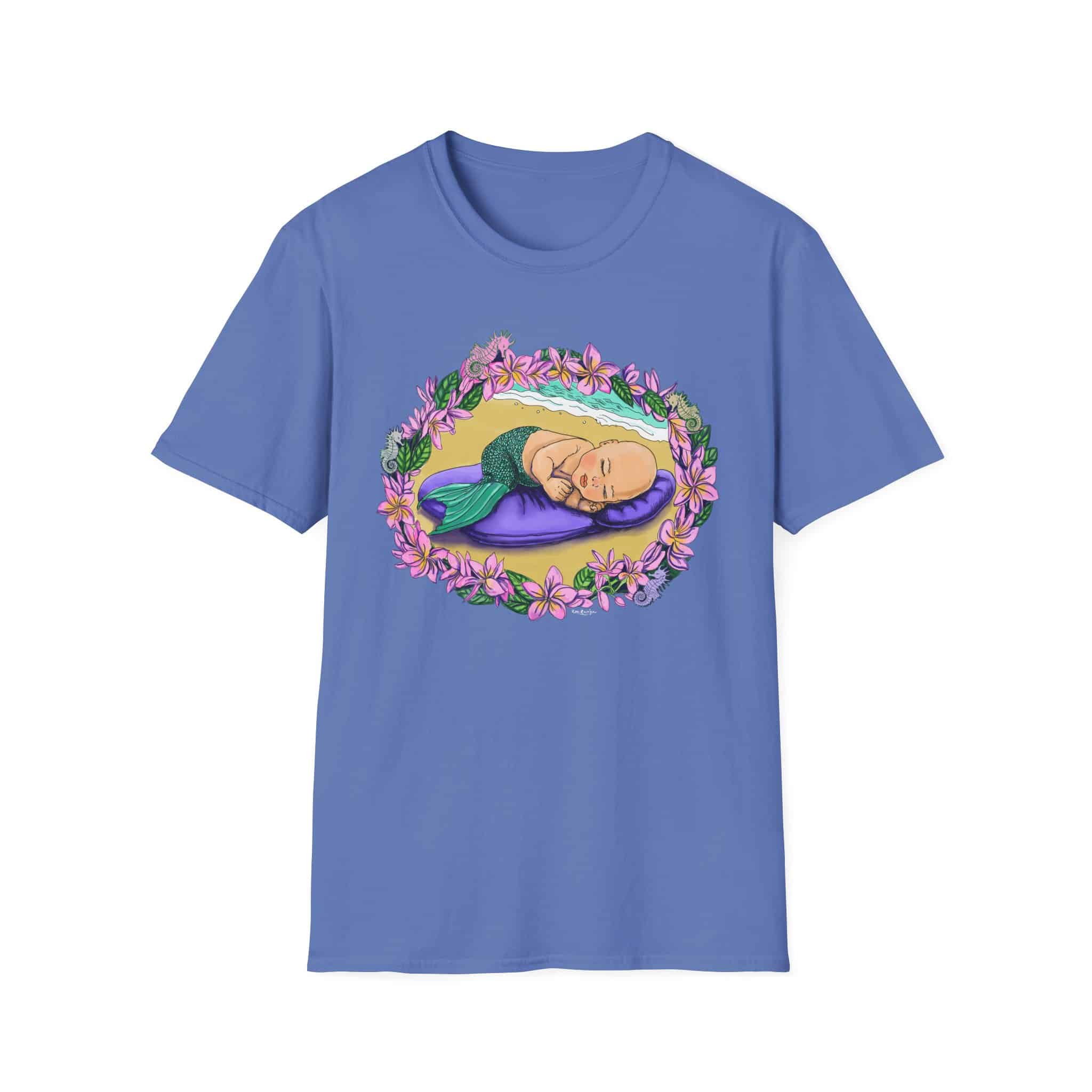 Mer-Toddler Napping on the Beach T-Shirt — Tropical Floral Ocean Graphic - Image 16
