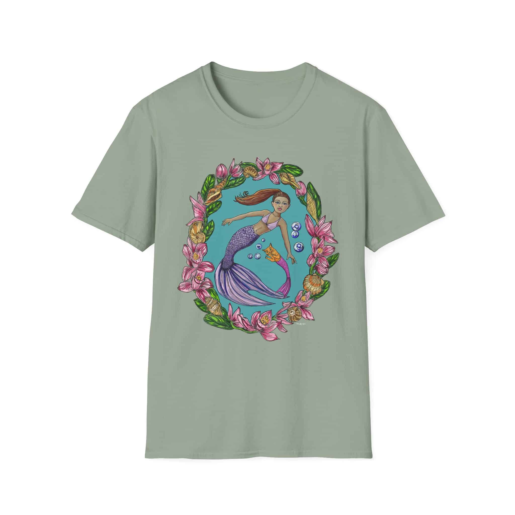 Mercat with Mermaid Beach Vibes T-Shirt — Tropical Floral Ocean Graphic - Image 18