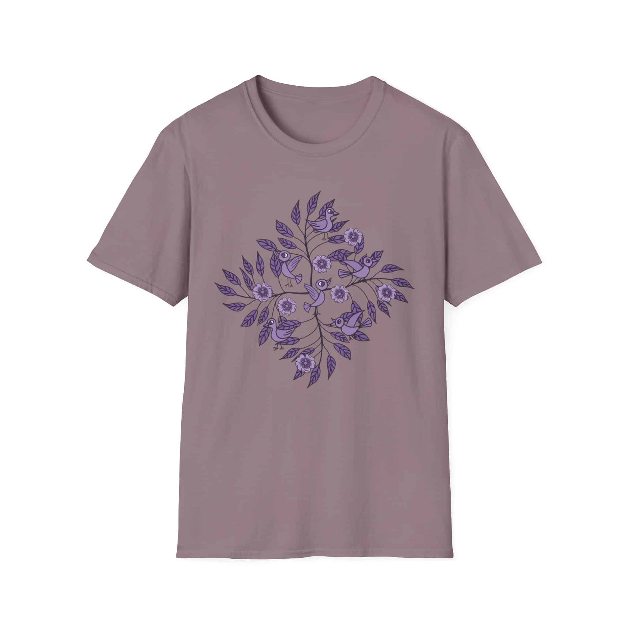 Floral Bird Tee — Purple Botanical Branch Graphic T-Shirt - Image 16