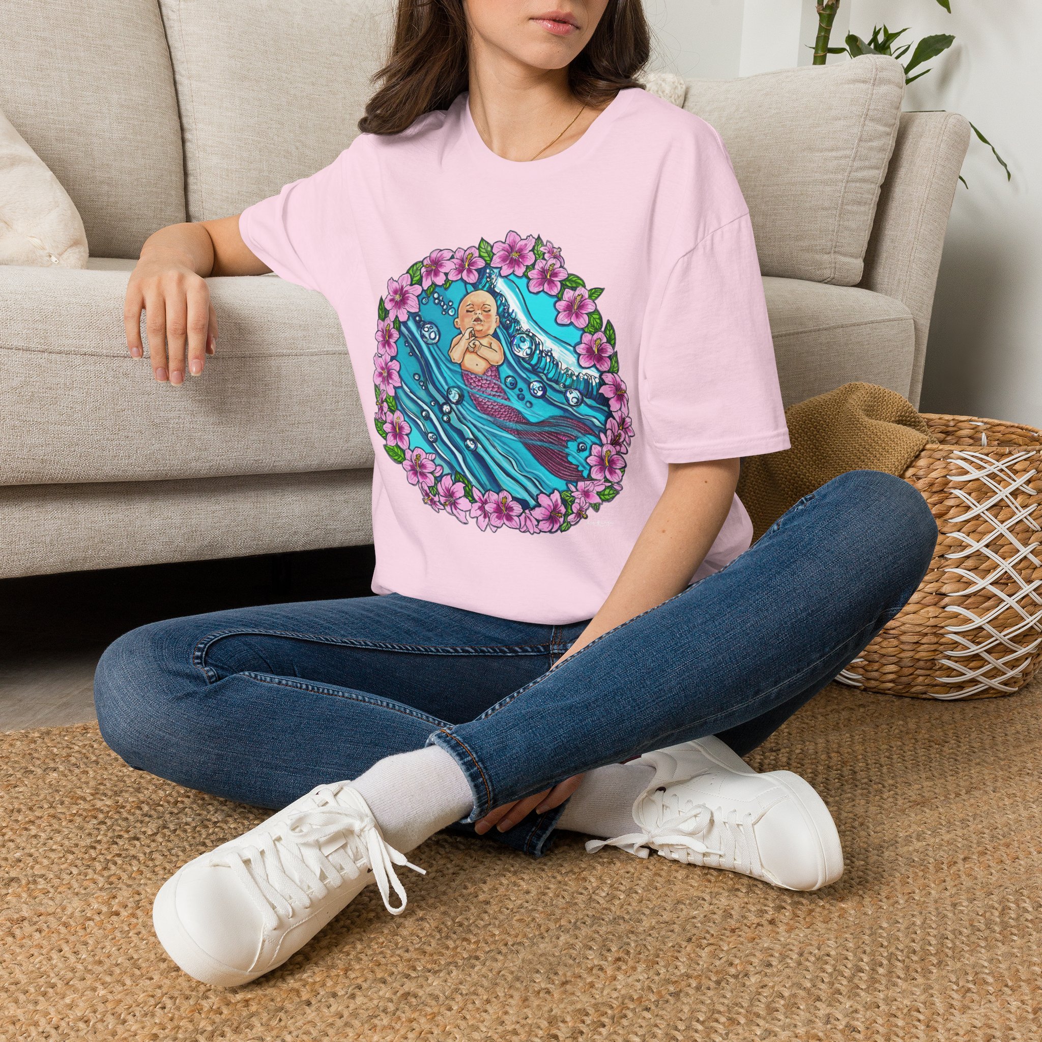 Waves Baby Mermaid Beach Vibes T-Shirt — Tropical Floral Ocean Graphic - Image 8