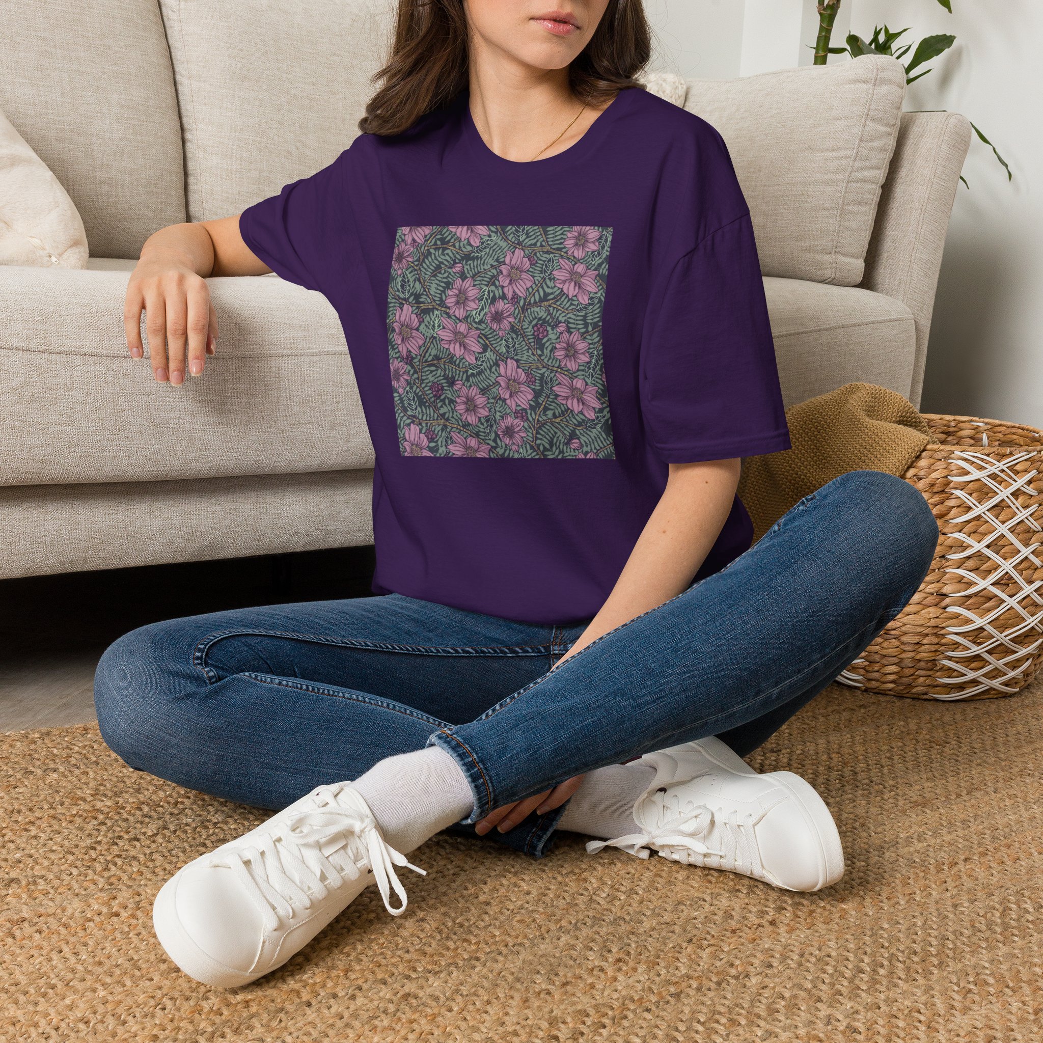 Floral Hibiscus Pattern T-Shirt — Vintage Tropical Flower Tee - Image 14