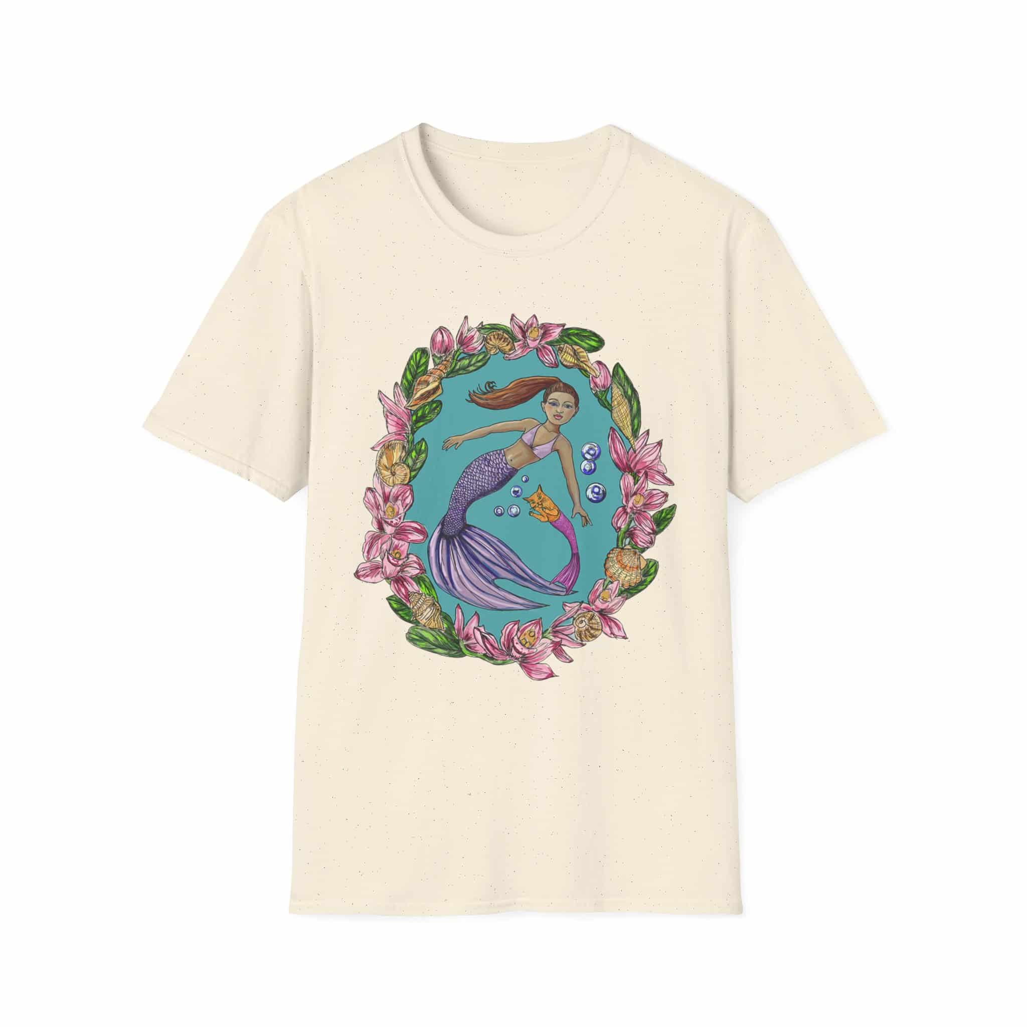 Mercat with Mermaid Beach Vibes T-Shirt — Tropical Floral Ocean Graphic - Image 12