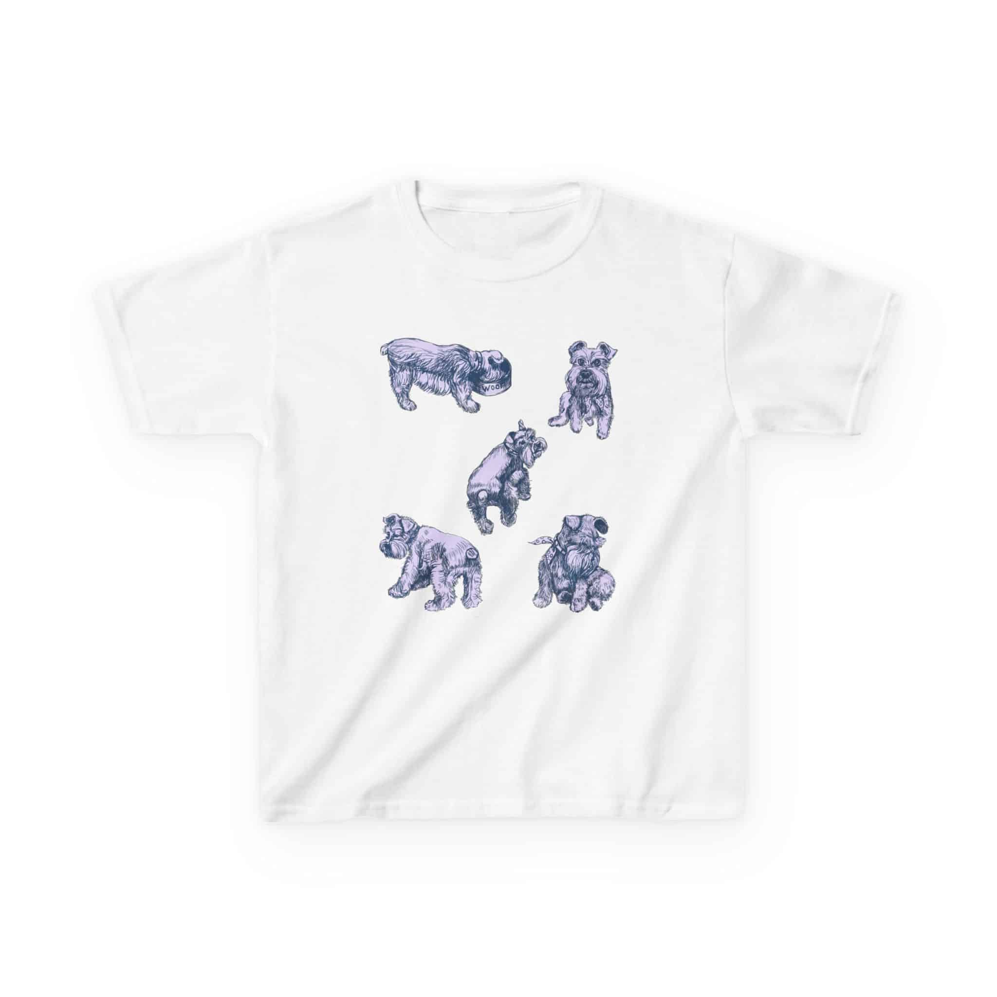 Kids Tee — Cute Schnauzer Puppy Sketches Cotton T‑Shirt - Image 11