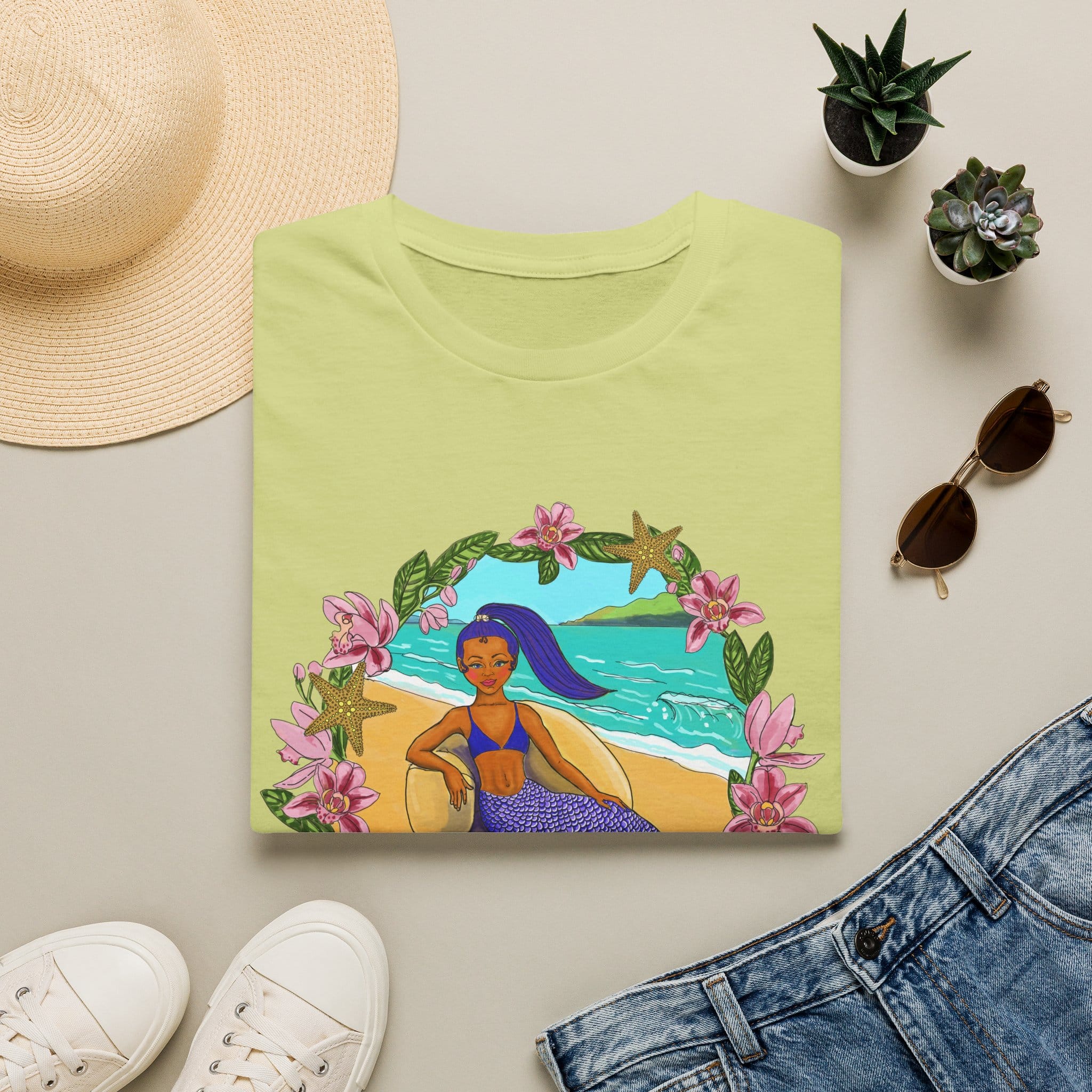 Blue-Haired Mermaid2 Beach Vibes T-Shirt — Tropical Floral Ocean Graphic - Image 19