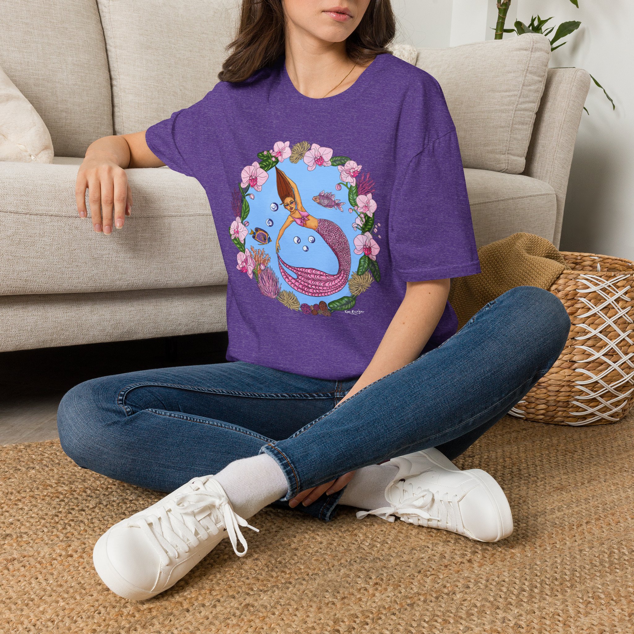 Mermaid Beach Vibes T-Shirt — Tropical Floral Ocean Graphic - Image 38