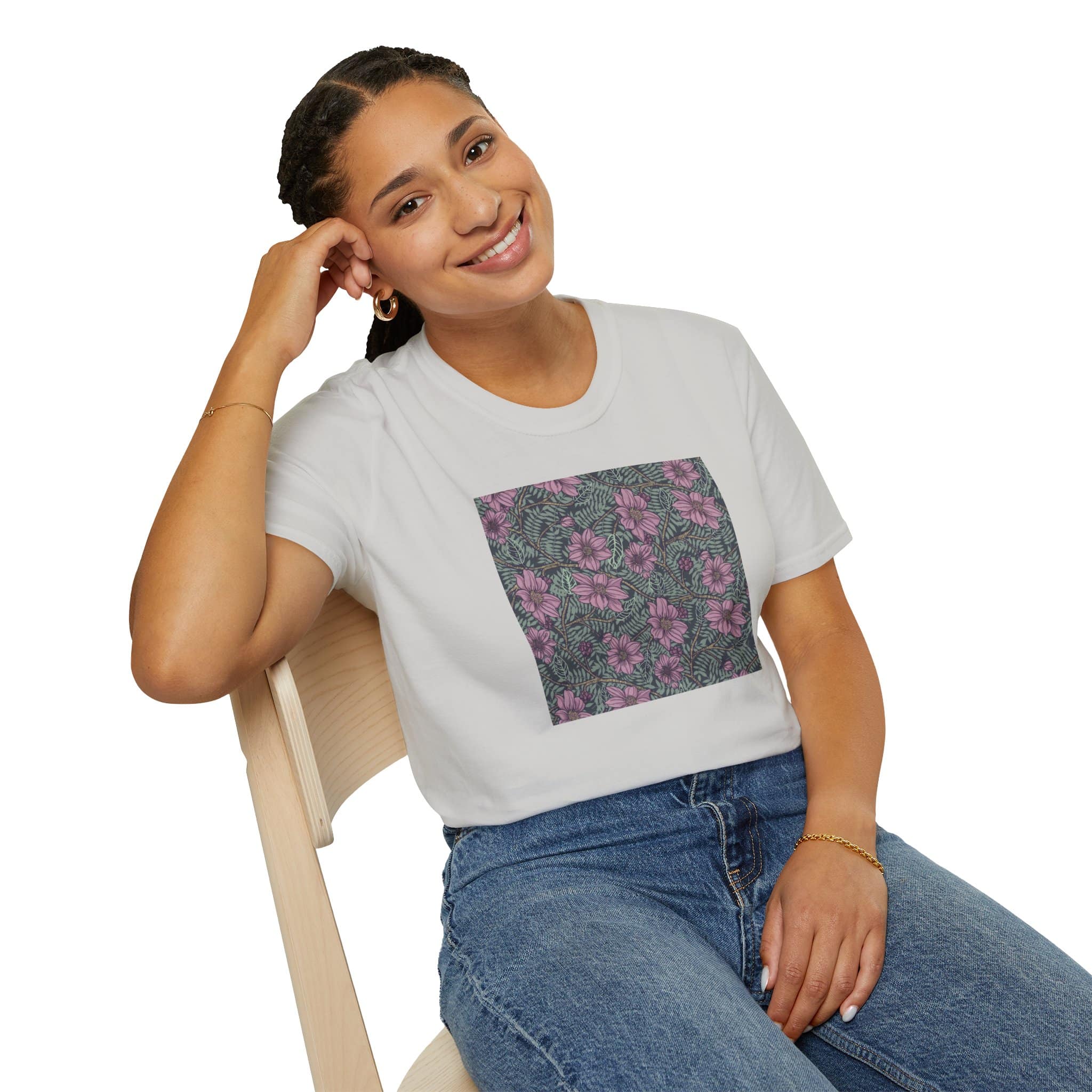 Floral Hibiscus Pattern T-Shirt — Vintage Tropical Flower Tee - Image 12