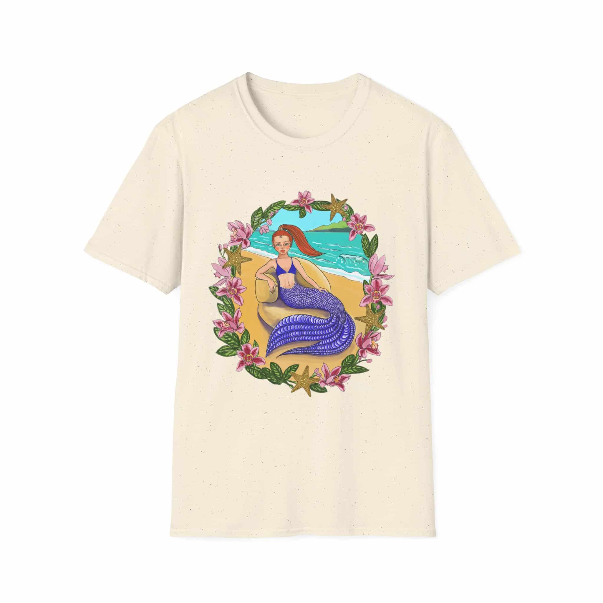 Red-Headed Mermaid Beach Vibes T-Shirt — Tropical Floral Ocean Graphic - Image 15