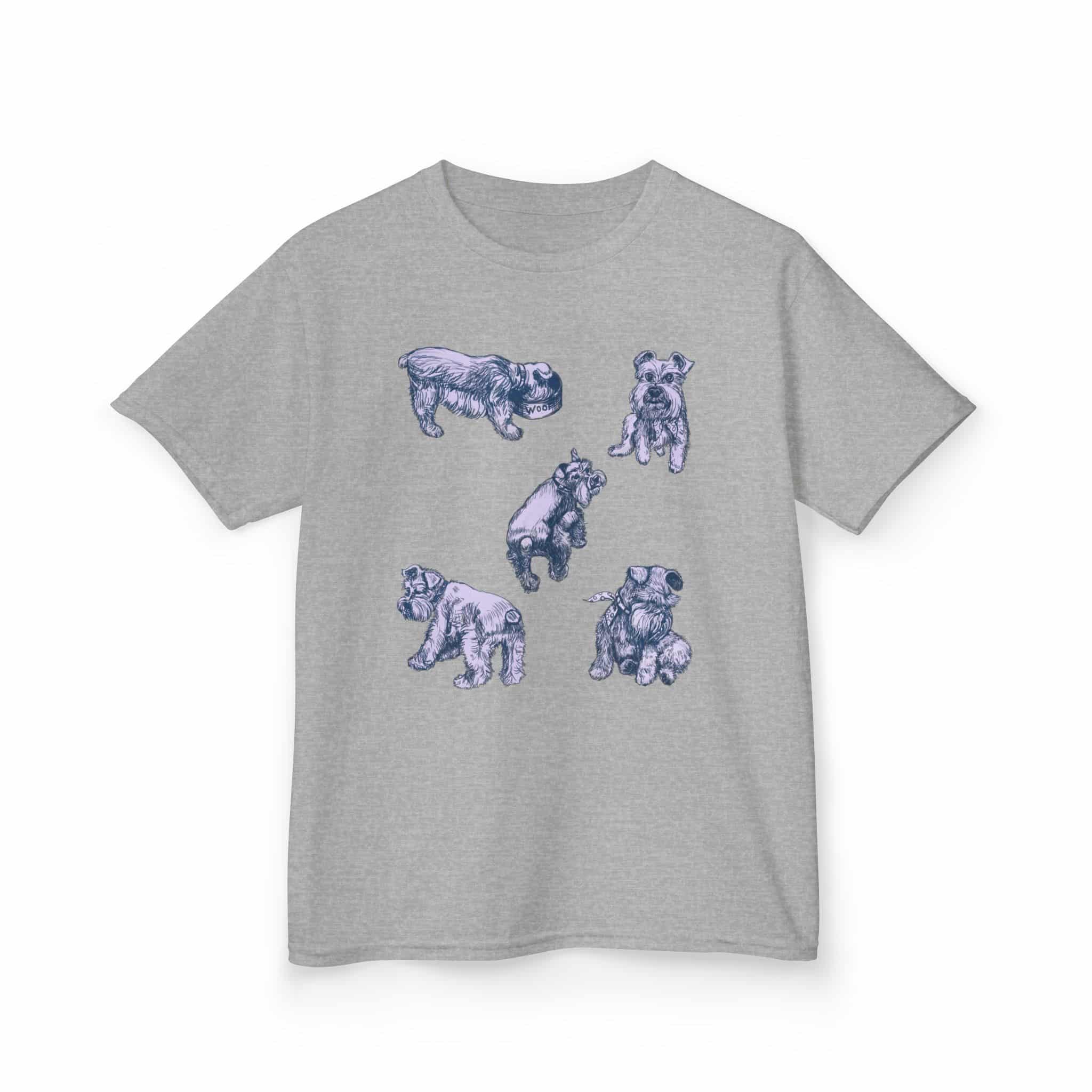Kids Tee — Cute Schnauzer Puppy Sketches Cotton T‑Shirt - Image 15