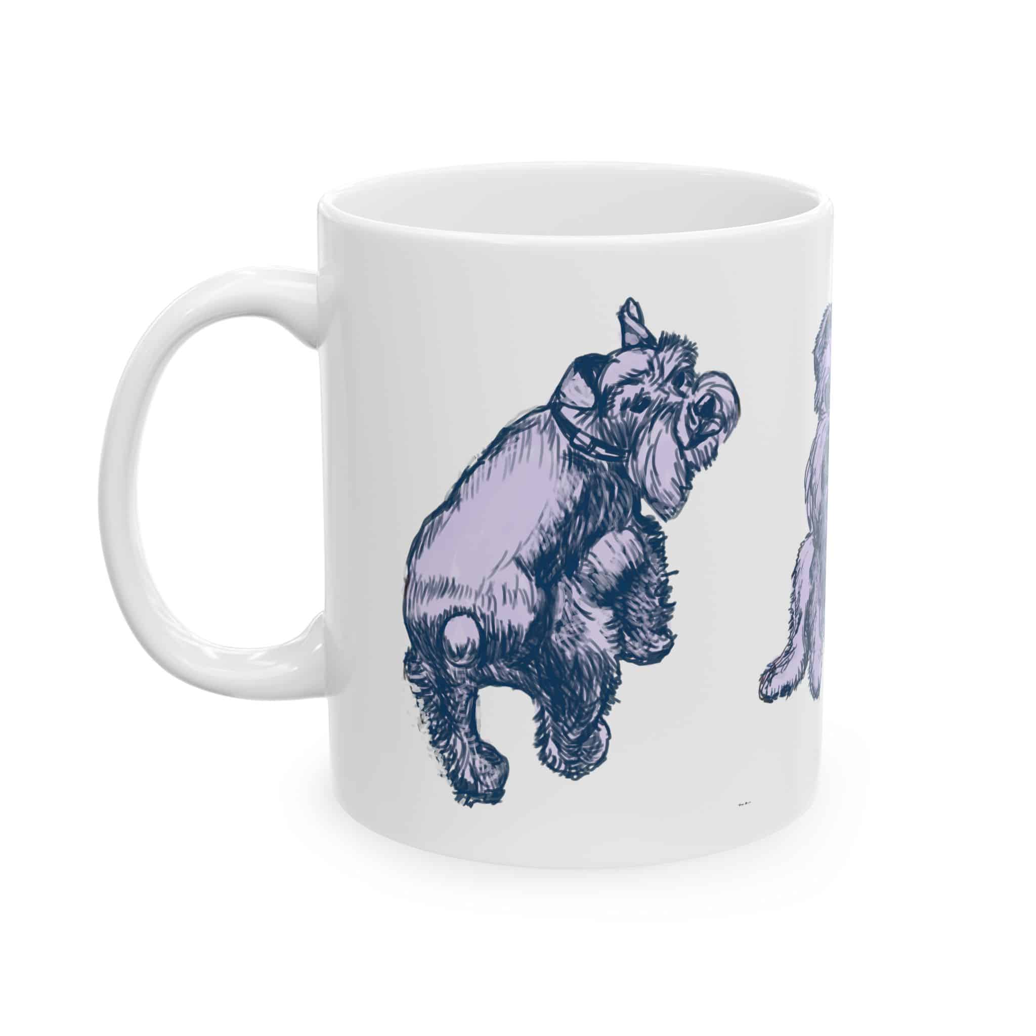 Hand Drawn Schnauzer Sketchs Ceramic Mug — Illustrated Dog Lover Coffee Cup (11oz, 15oz) - Image 2