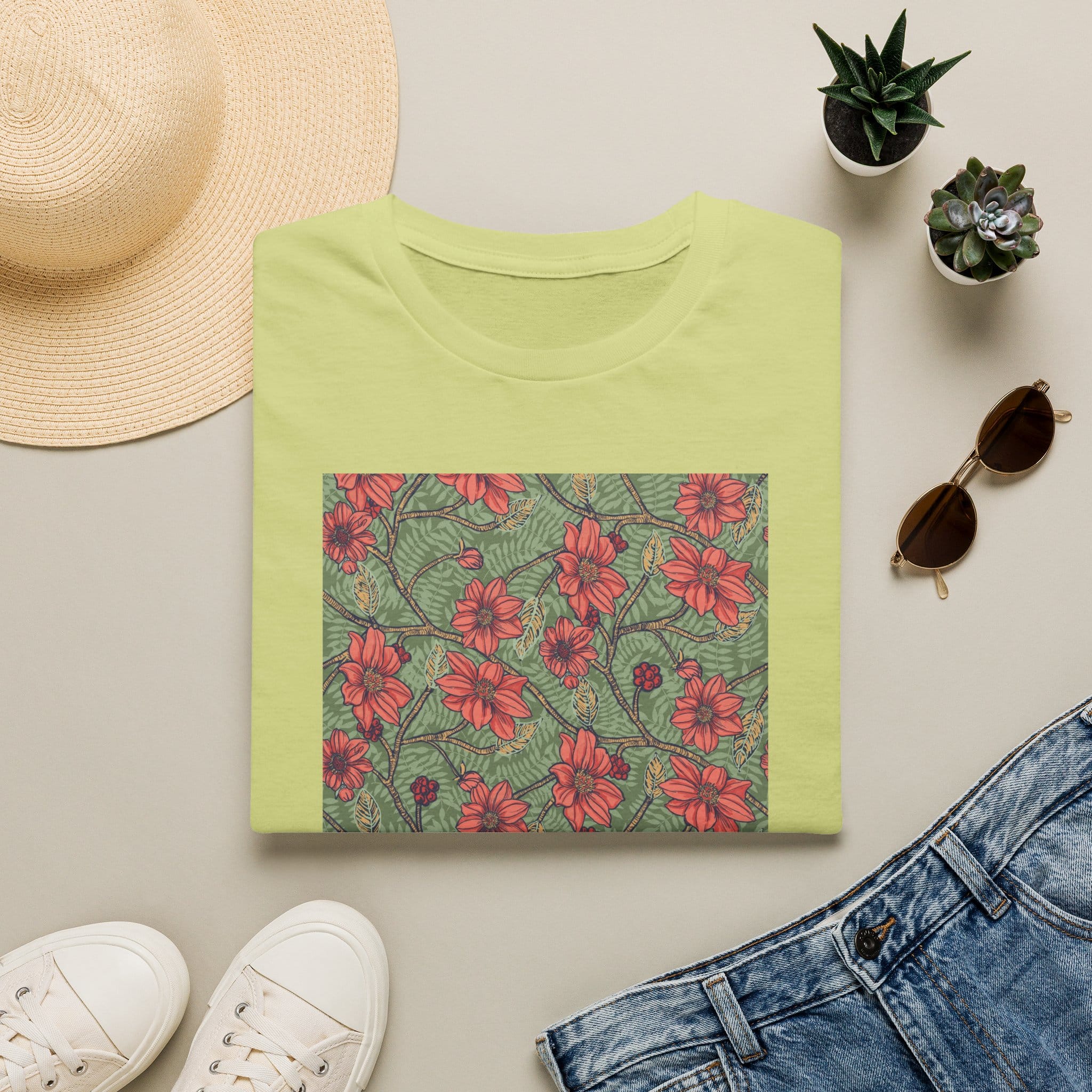 Floral Hibiscus Pattern T-Shirt — Vintage Tropical Flower Tee - Image 15