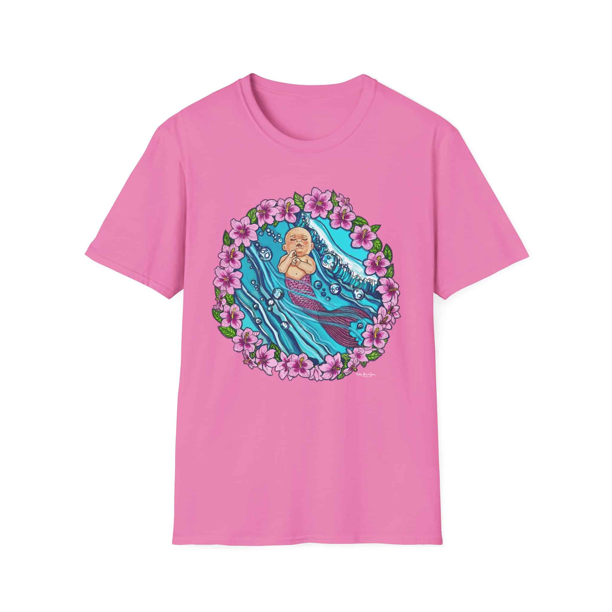 Waves Baby Mermaid Beach Vibes T-Shirt — Tropical Floral Ocean Graphic - Image 27