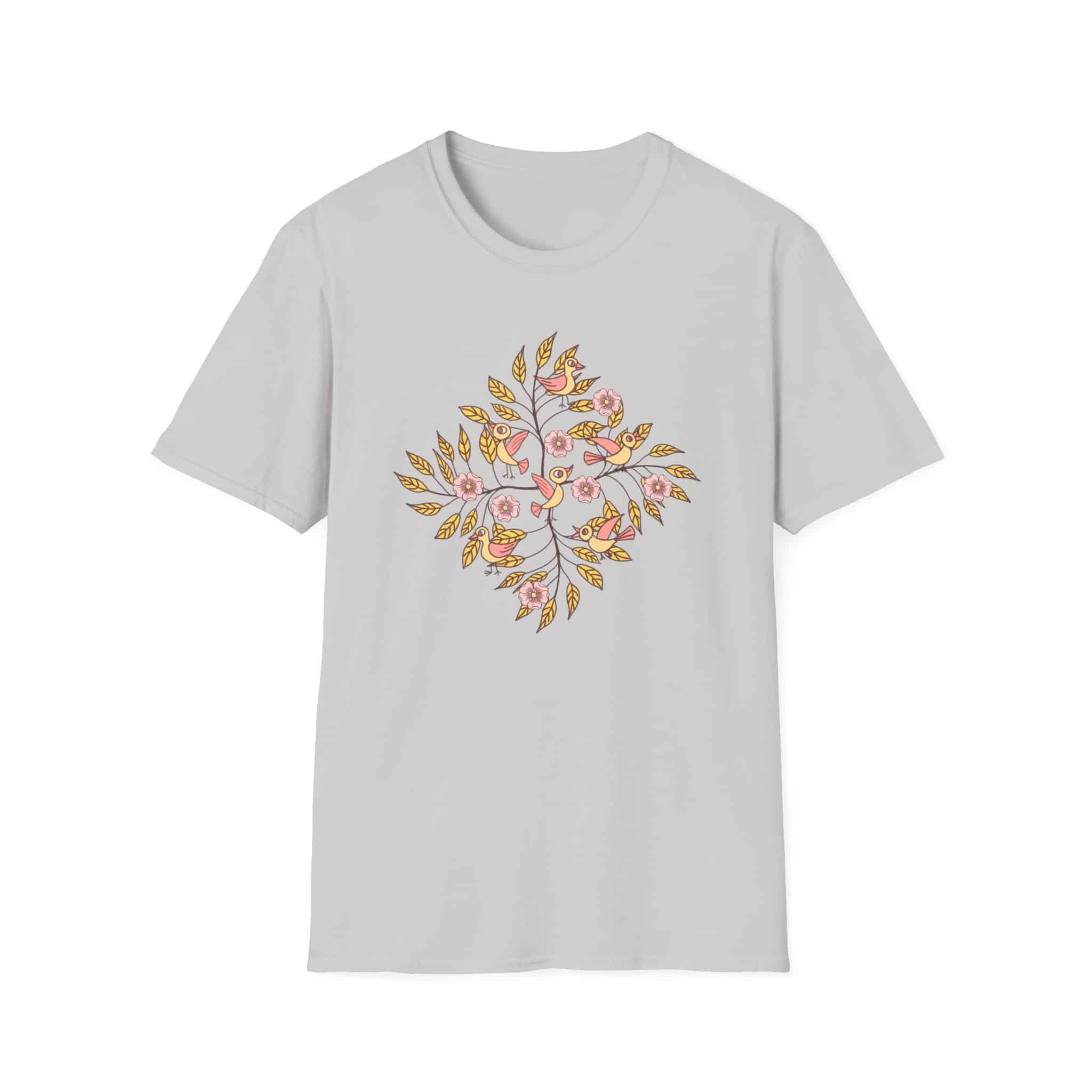 Floral Bird Tree T-Shirt — Boho Botanical Tee with Pink Blossoms - Image 11