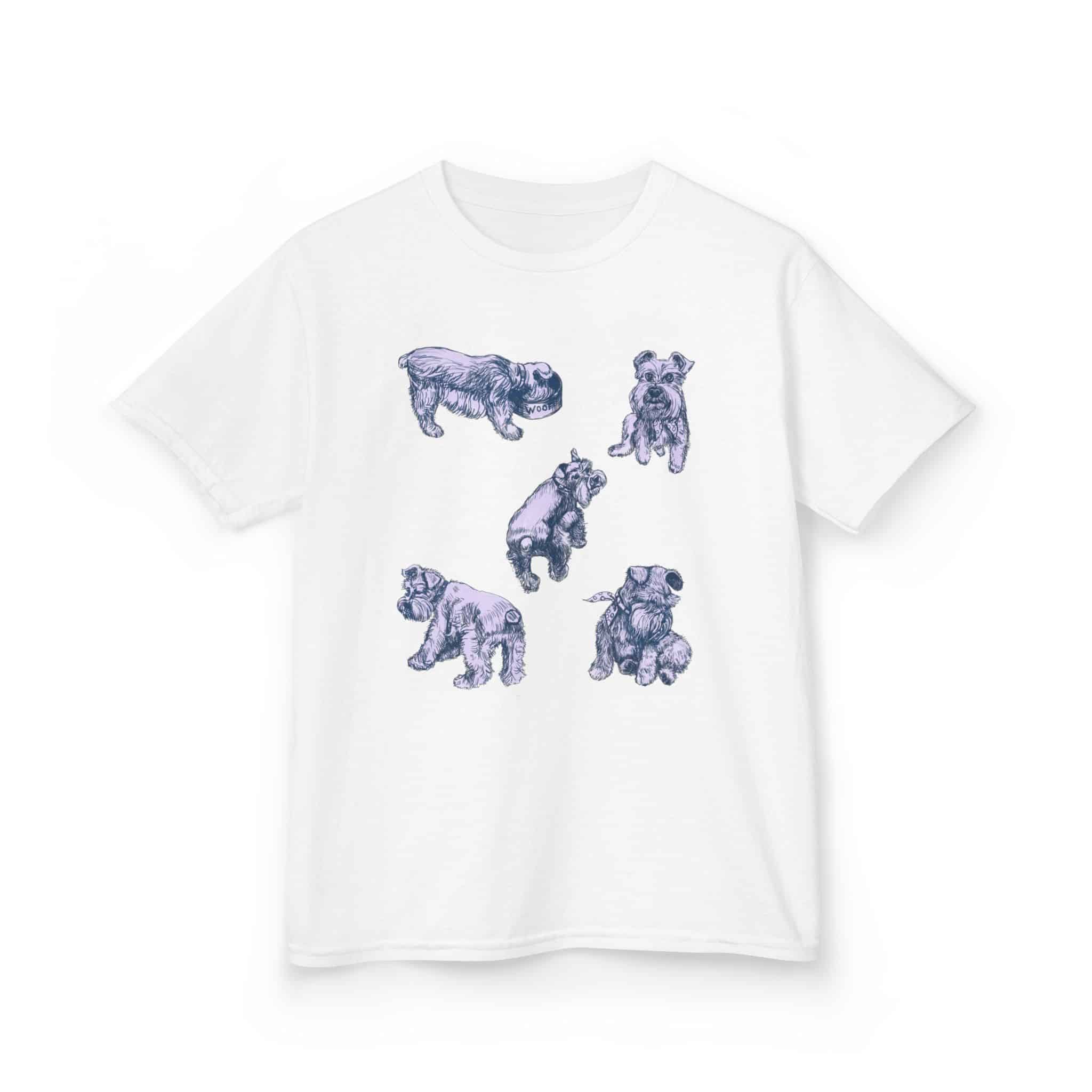 Kids Tee — Cute Schnauzer Puppy Sketches Cotton T‑Shirt - Image 12