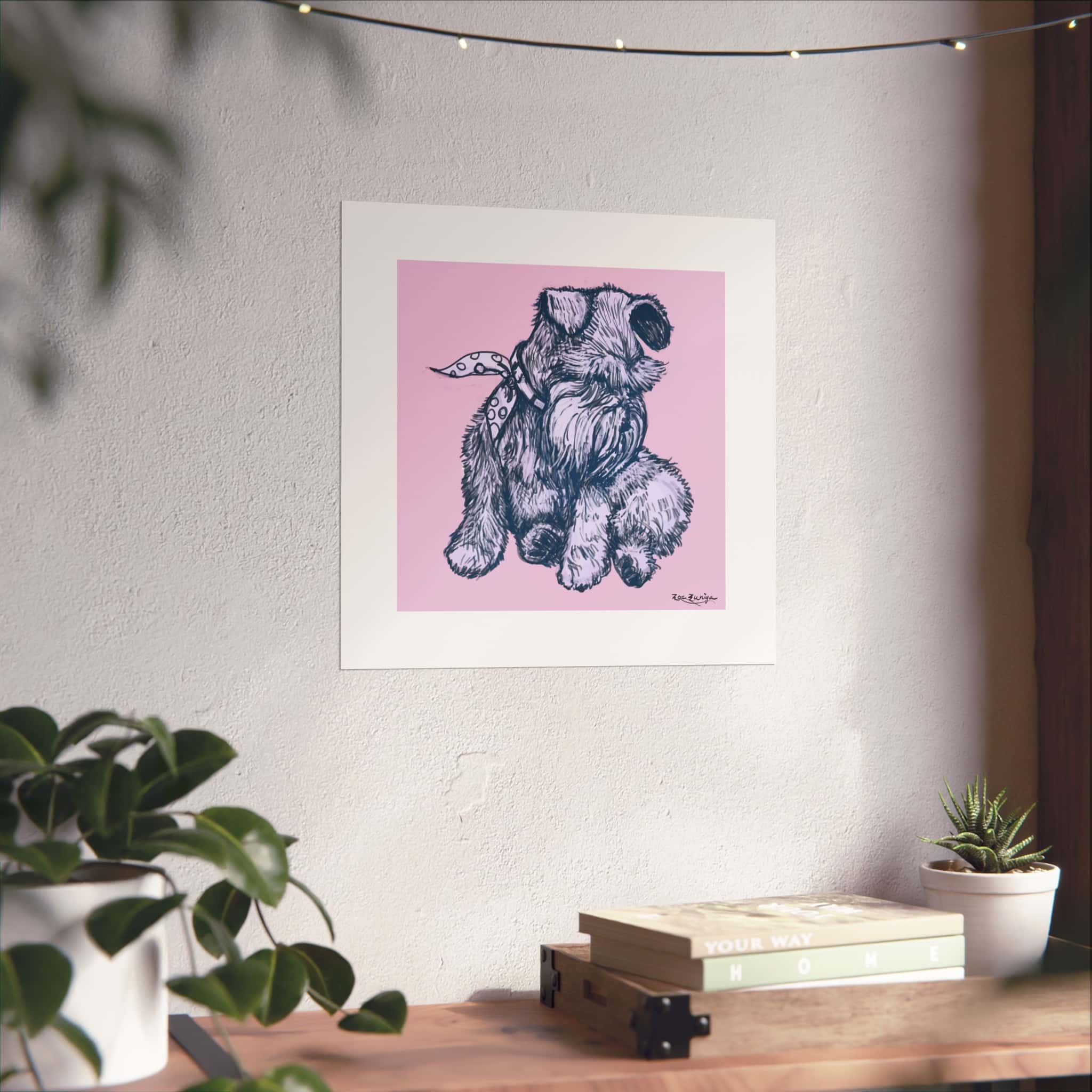 Schnauzer Puppy Fine Art Poster — Hand-Drawn Dog Portrait on Pink - Image 3