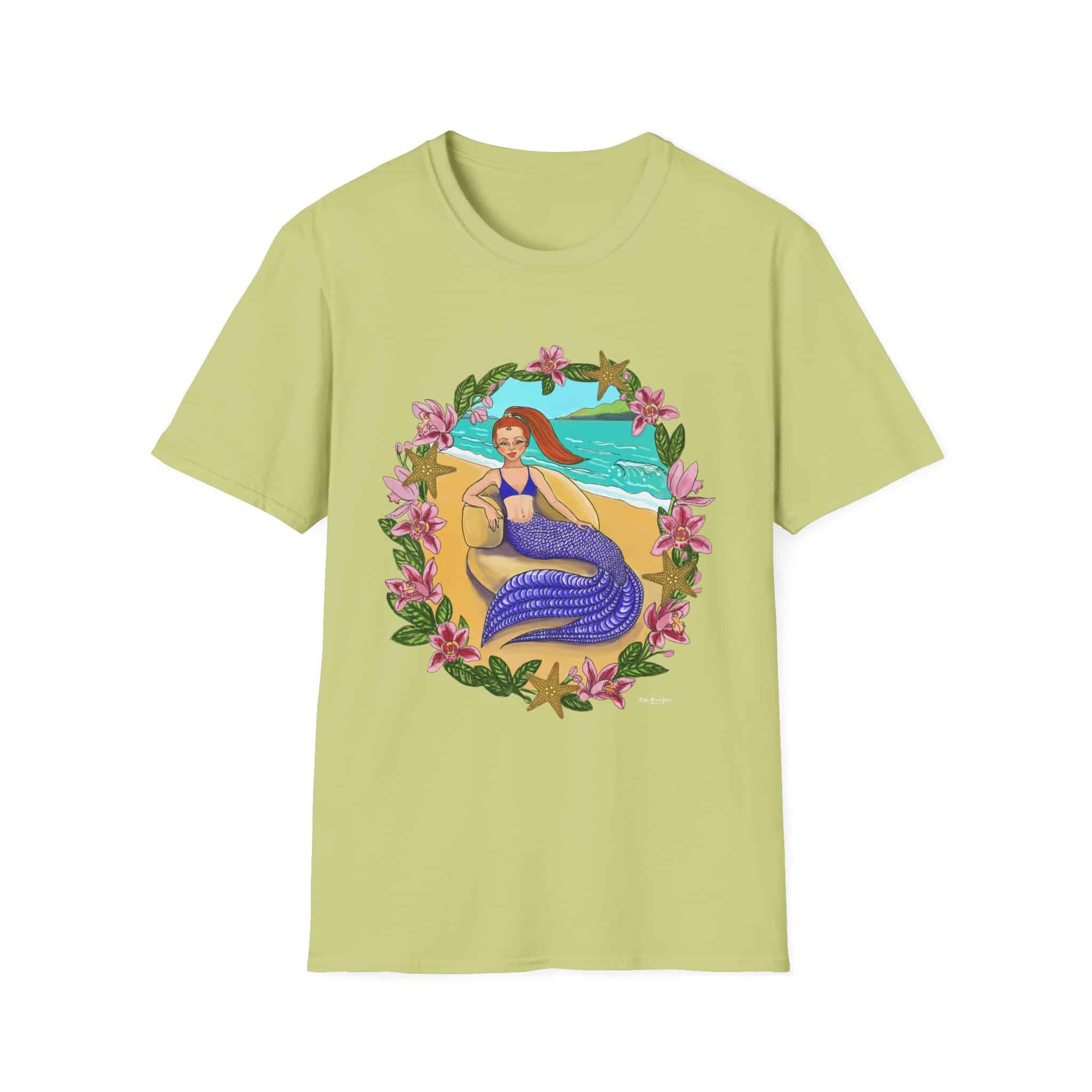 Red-Headed Mermaid Beach Vibes T-Shirt — Tropical Floral Ocean Graphic - Image 18