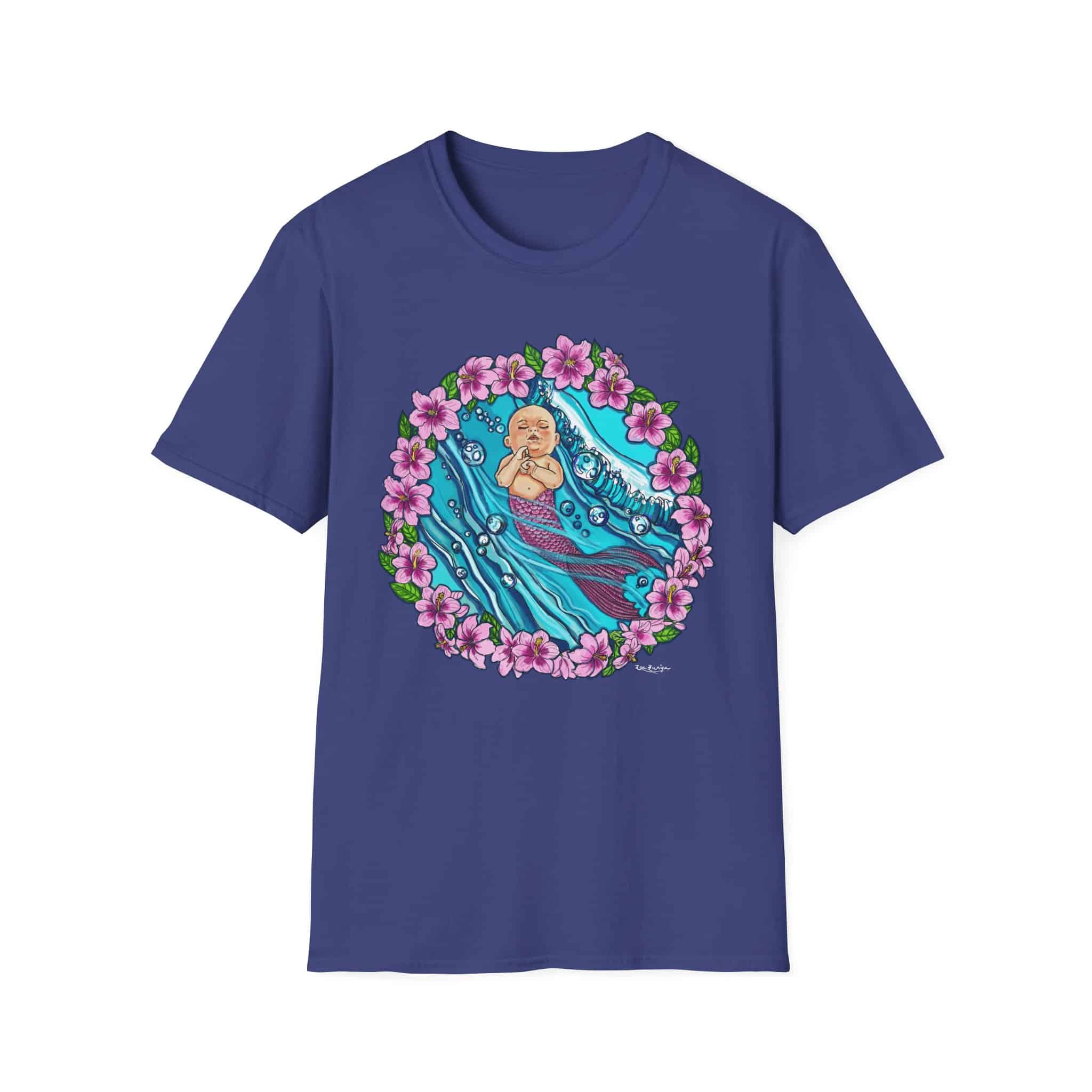 Waves Baby Mermaid Beach Vibes T-Shirt — Tropical Floral Ocean Graphic - Image 6