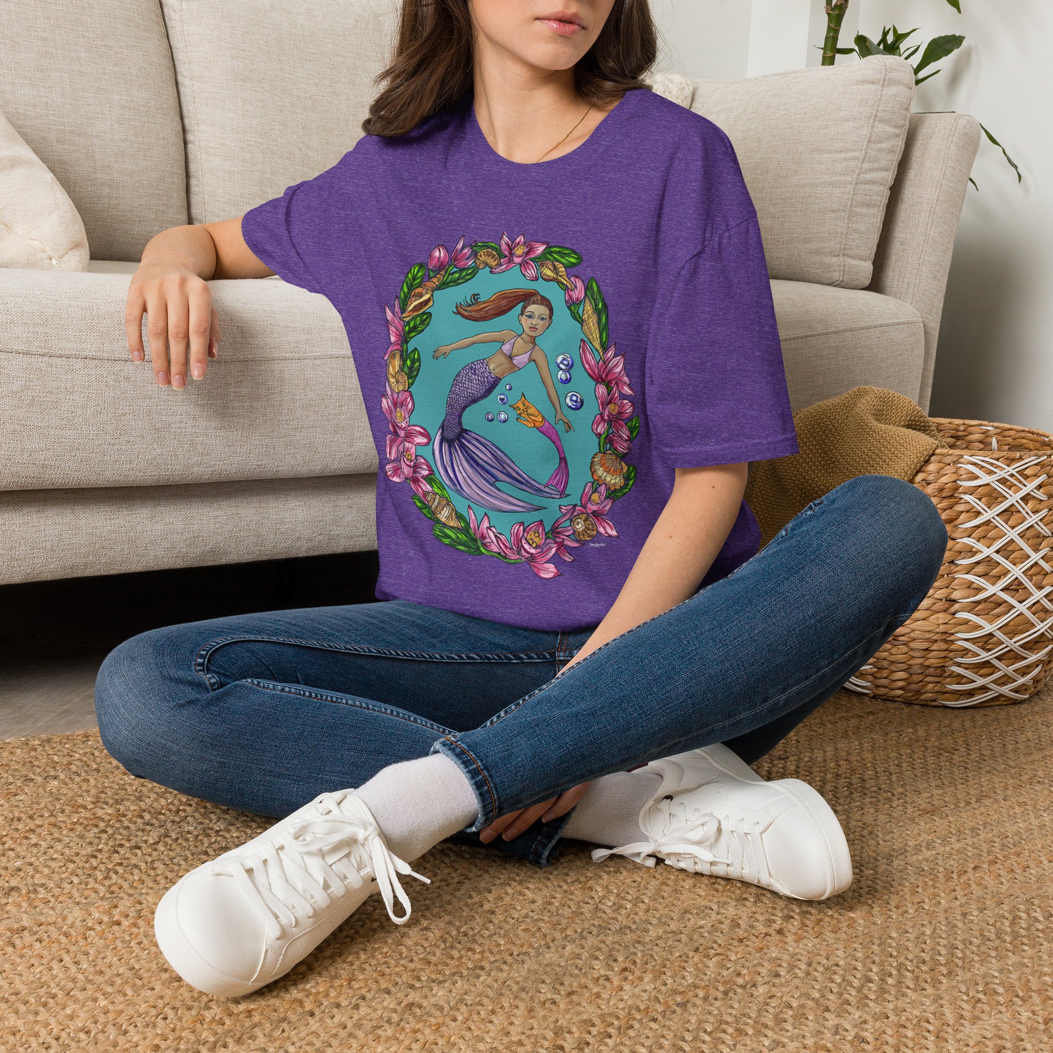 Mercat with Mermaid Beach Vibes T-Shirt — Tropical Floral Ocean Graphic - Image 23
