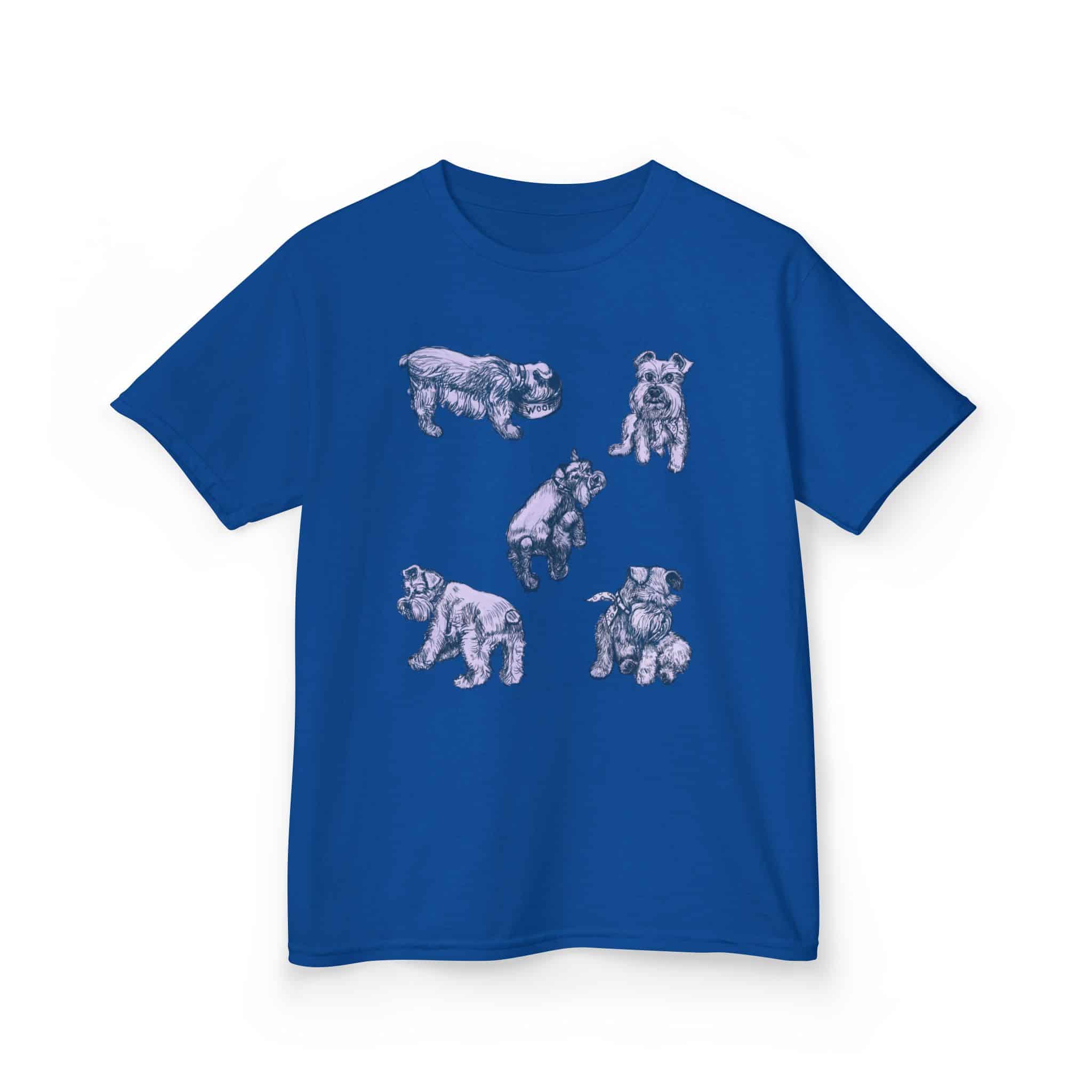 Kids Tee — Cute Schnauzer Puppy Sketches Cotton T‑Shirt - Image 25