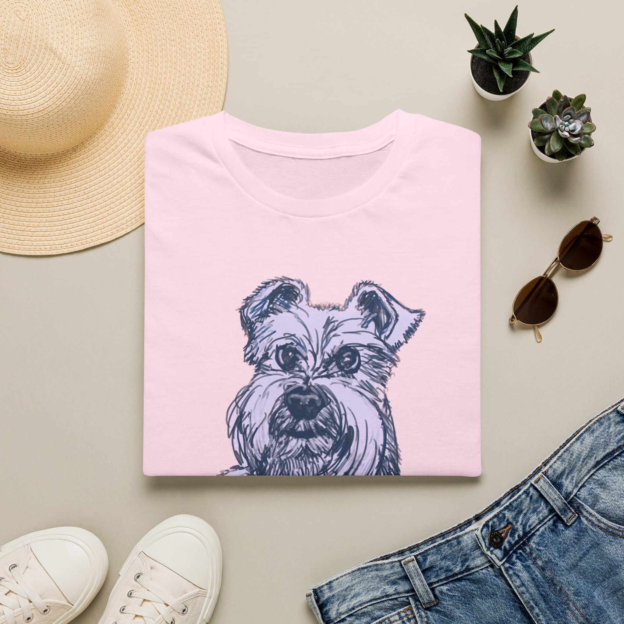 Schnauzer Sketch T-Shirt — Hand-Drawn Puppy Portrait Tee