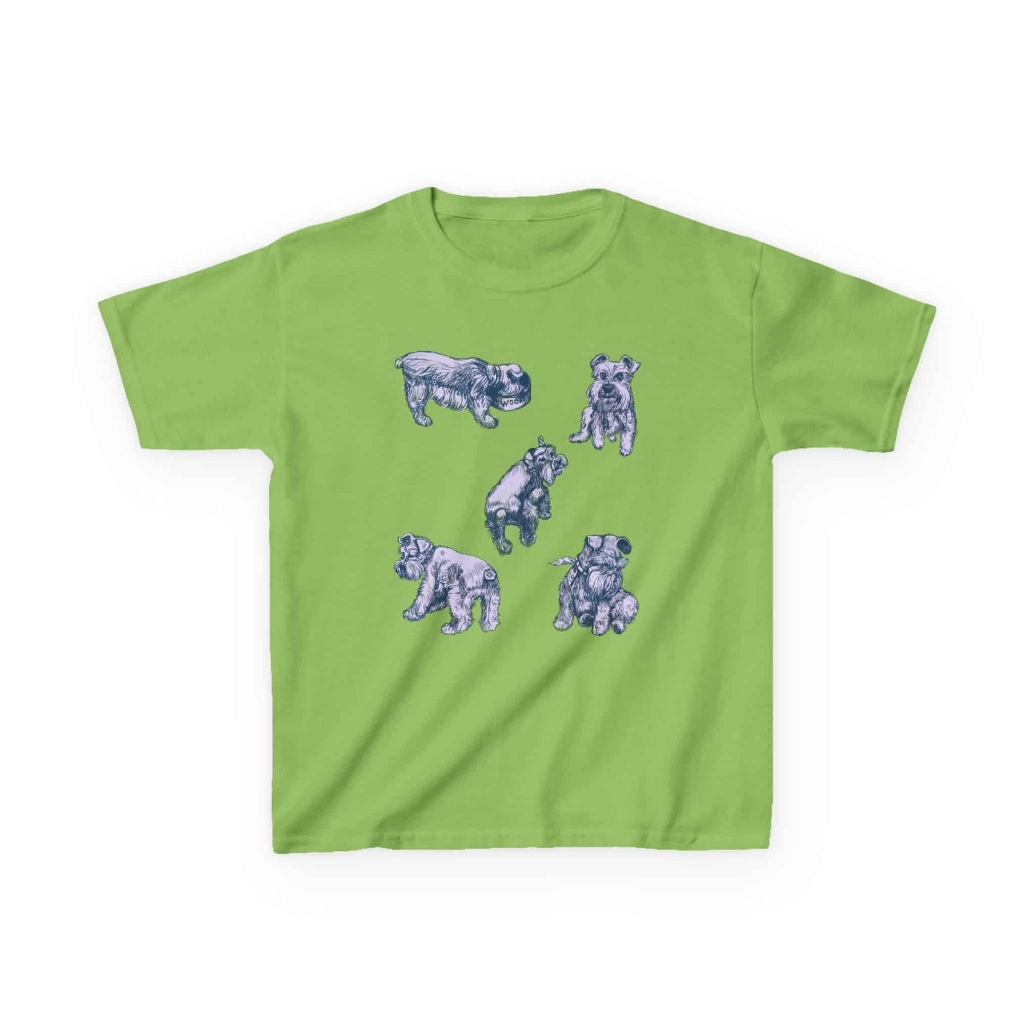 Kids Tee — Cute Schnauzer Puppy Sketches Cotton T‑Shirt - Image 20