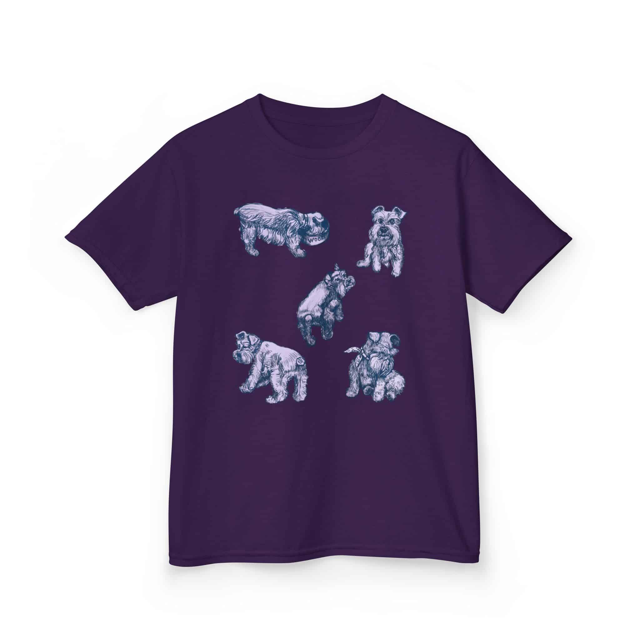 Kids Tee — Cute Schnauzer Puppy Sketches Cotton T‑Shirt - Image 29