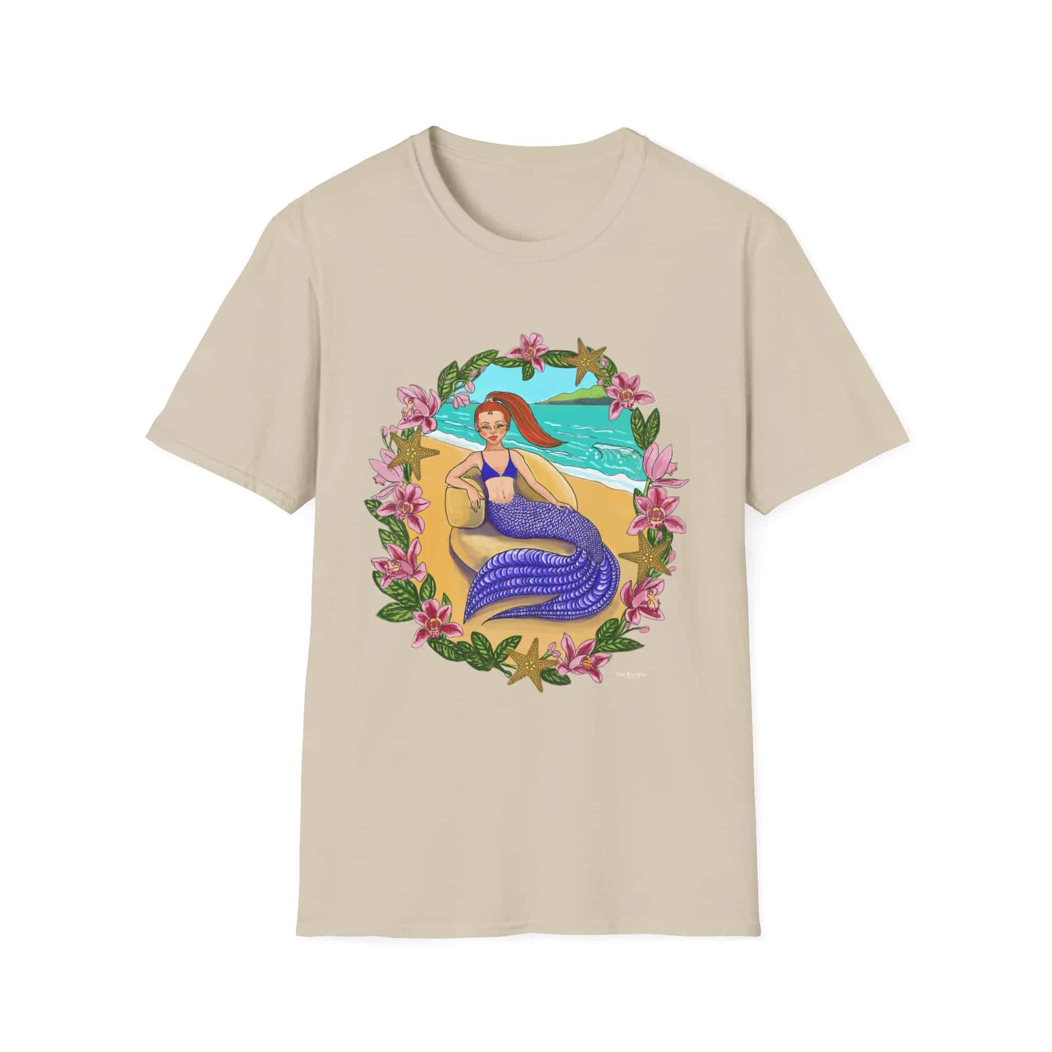 Red-Headed Mermaid Beach Vibes T-Shirt — Tropical Floral Ocean Graphic - Image 27