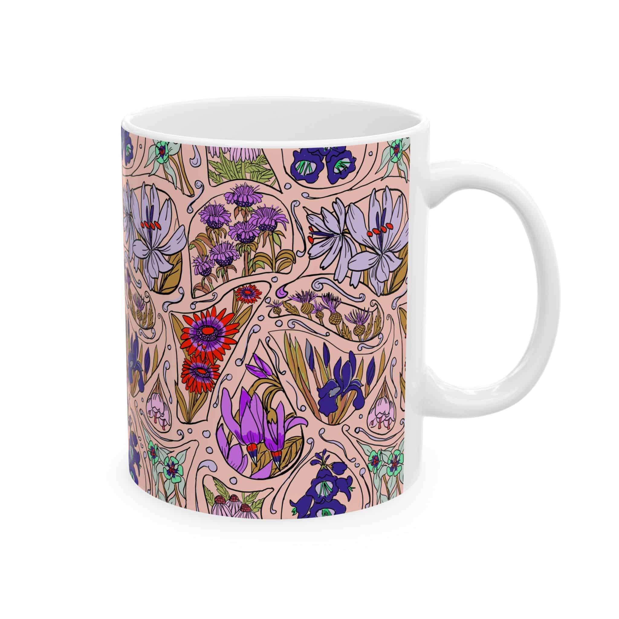 Floral Paisley Ceramic Mug — Colorful Wildflower Pattern (11oz, 15oz) - Image 2